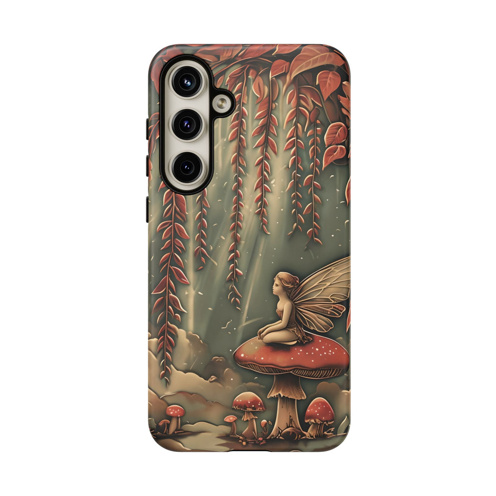 Willow Whisper - Tranquil Nature Art Samsung Galaxy S24 Plus Tough Phone Case - Serene Willow Tree & Meditative Figure Design