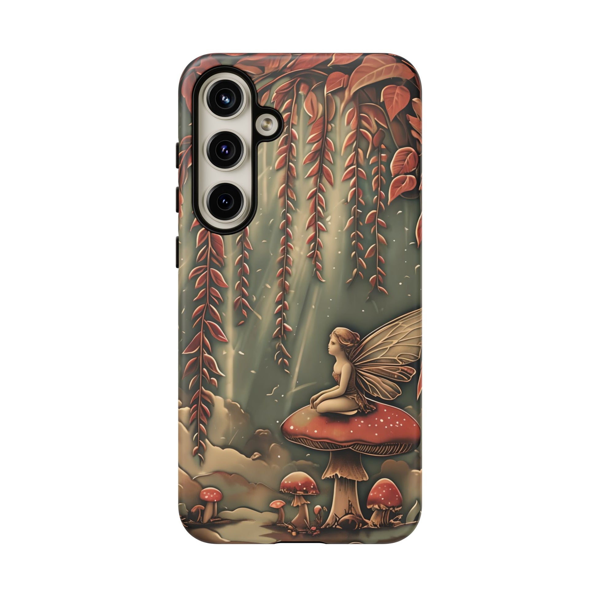 Willow Whisper - Tranquil Nature Art Samsung Galaxy S24 Plus Tough Phone Case - Serene Willow Tree & Meditative Figure Design