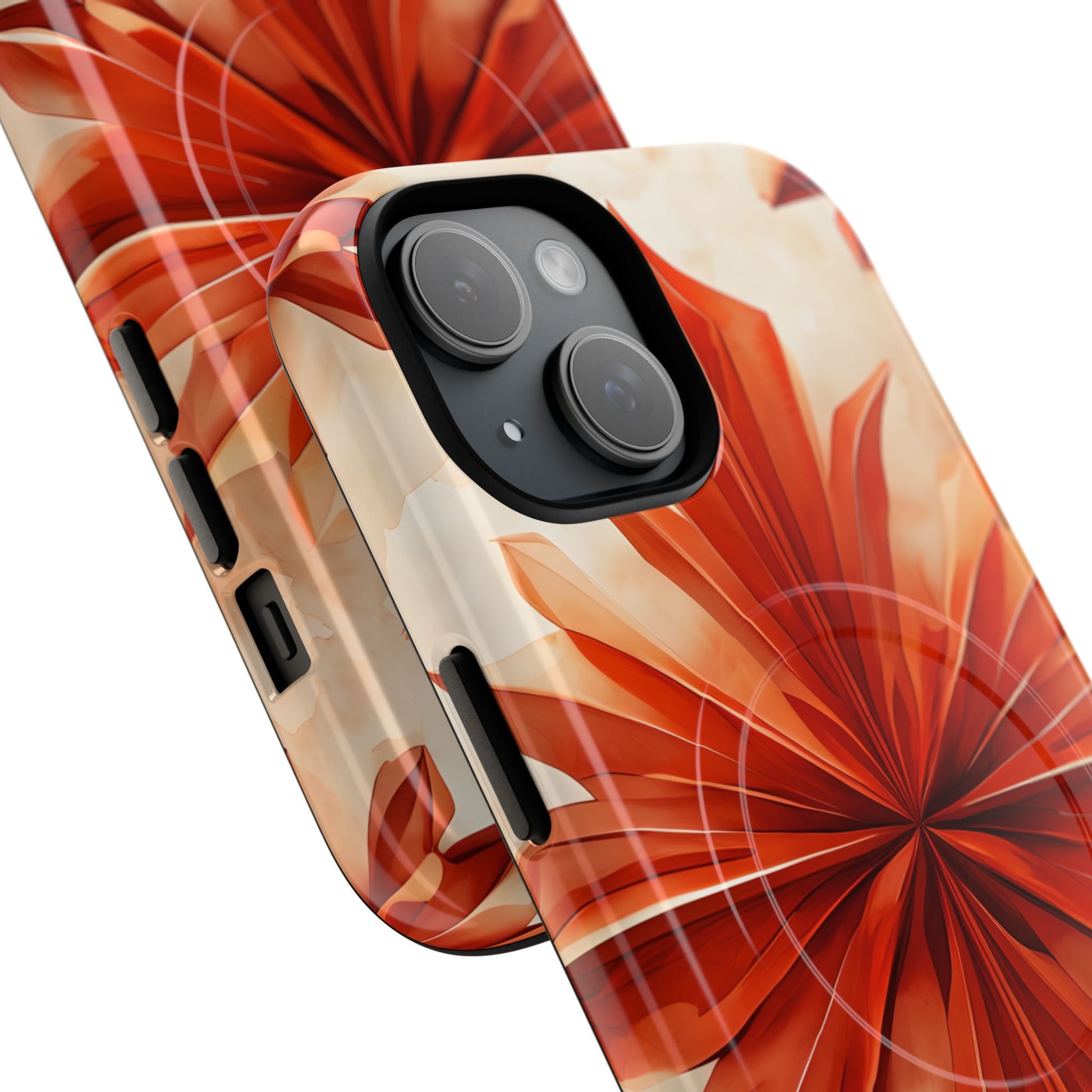 Sunset Fleur iPhone 15 - Kaleidoscope Collection of MagSafe Compatible - Vibrant Sunset Flower Design