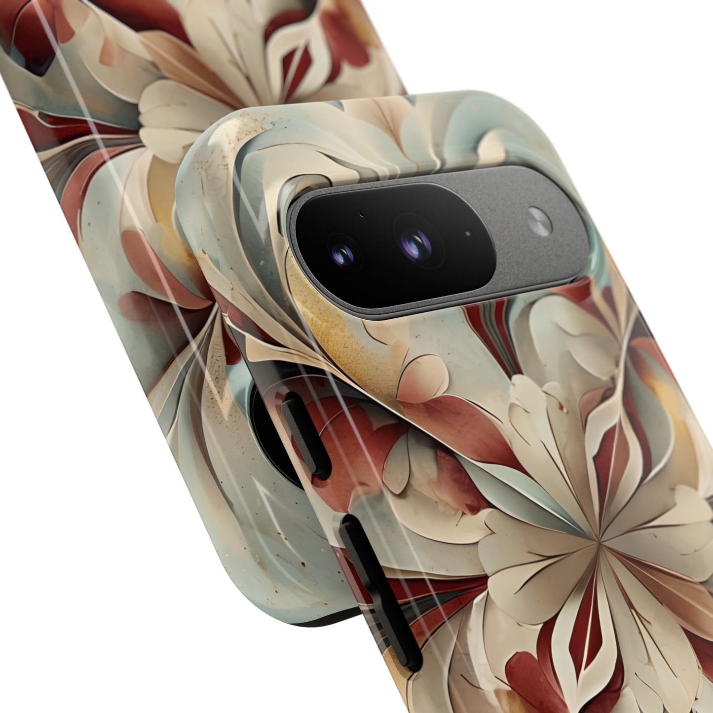 Vintage Baroque Blossom - Ornate Floral Art Google Pixel Tough Phone Case - Elegant Baroque-Inspired Design