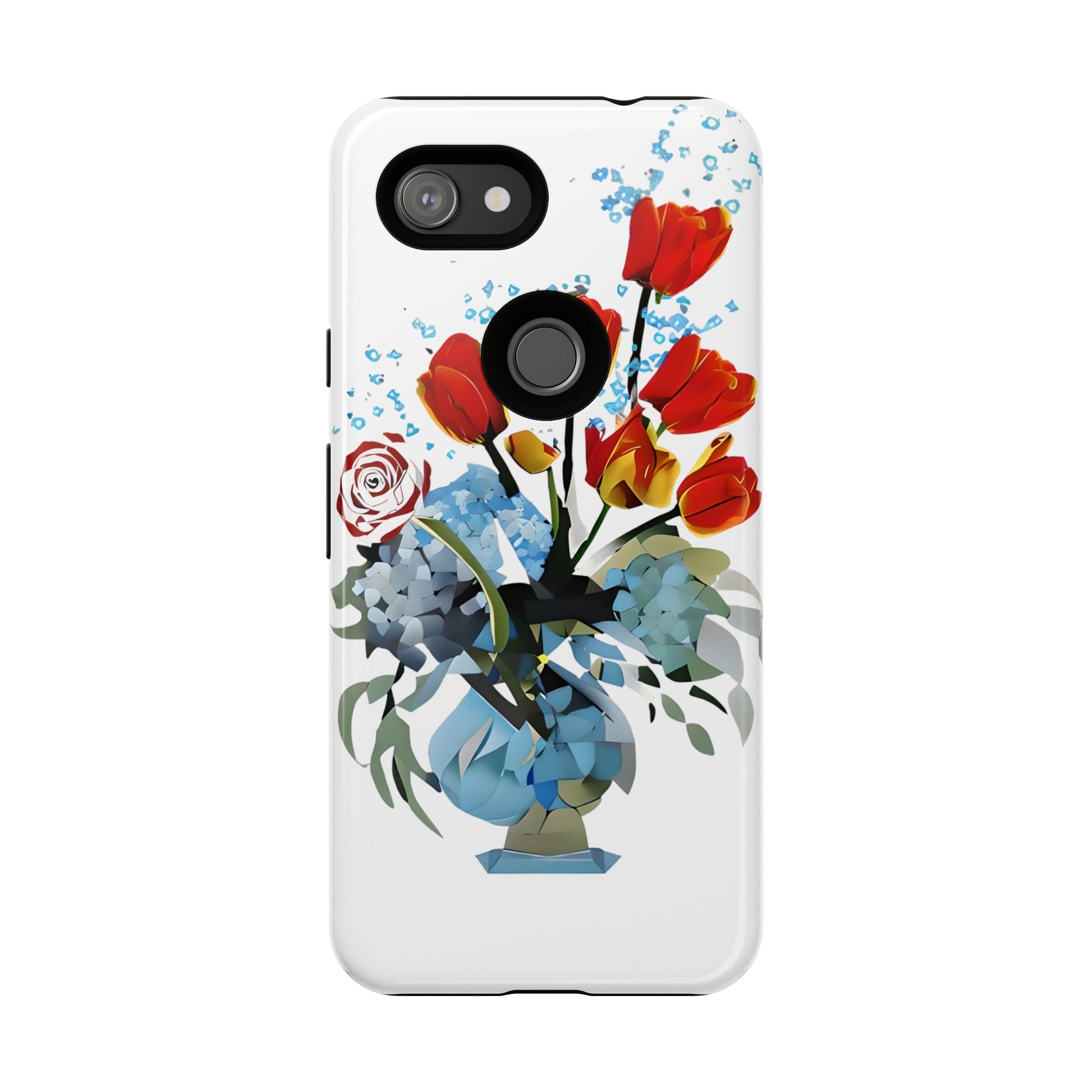 Bouquet Brilliance - Artistic Floral Google Pixel 3a Tough Phone Case - Vibrant Tulip, Rose & Hydrangea Design