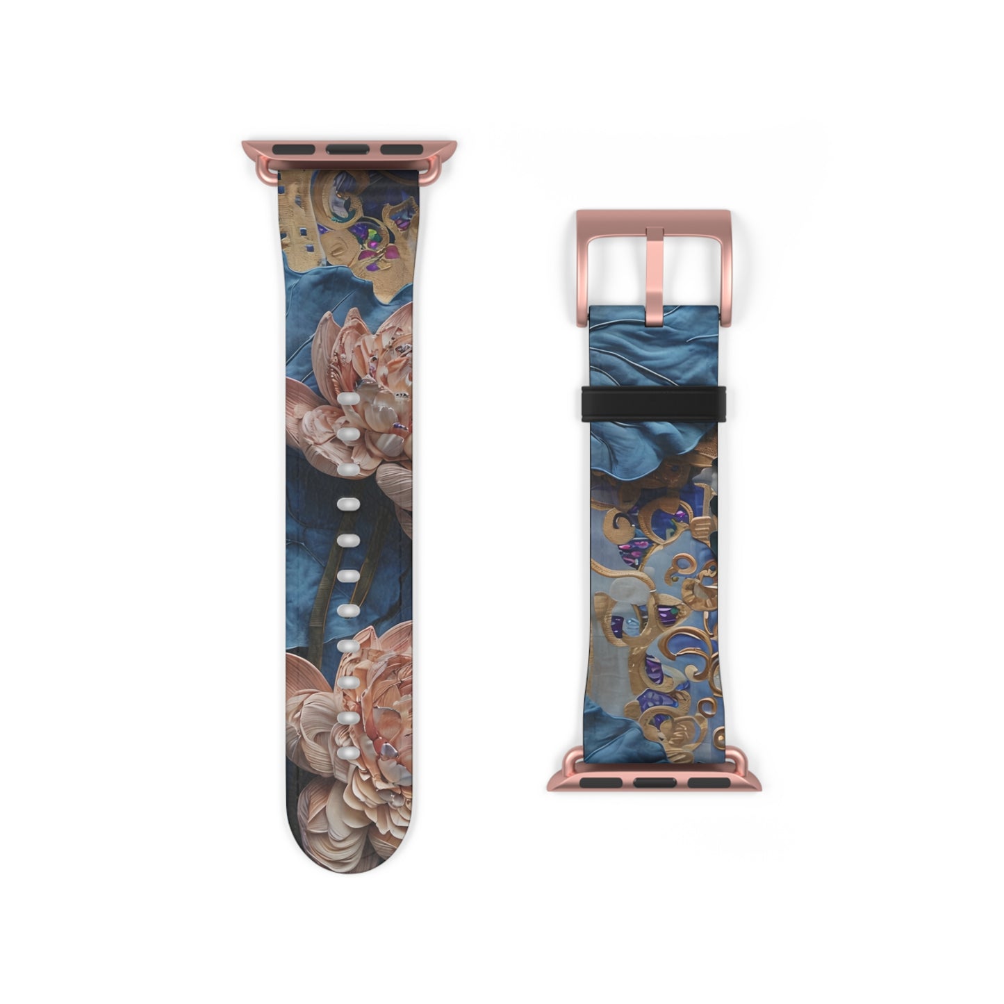 Peony Midnight Tapestry Designer Apple Watch Band - Premium Custom Strap for Series 1-9, SE & Ultra - Artistic Vegan Leather
