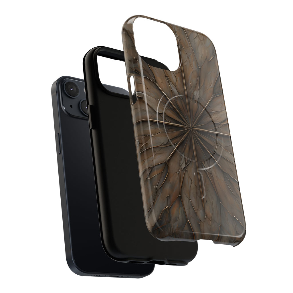 Earthstone Mandala - Kaleidoscope Collection Artistic Taupe Burst - iPhone 14 MagSafe Phone Case