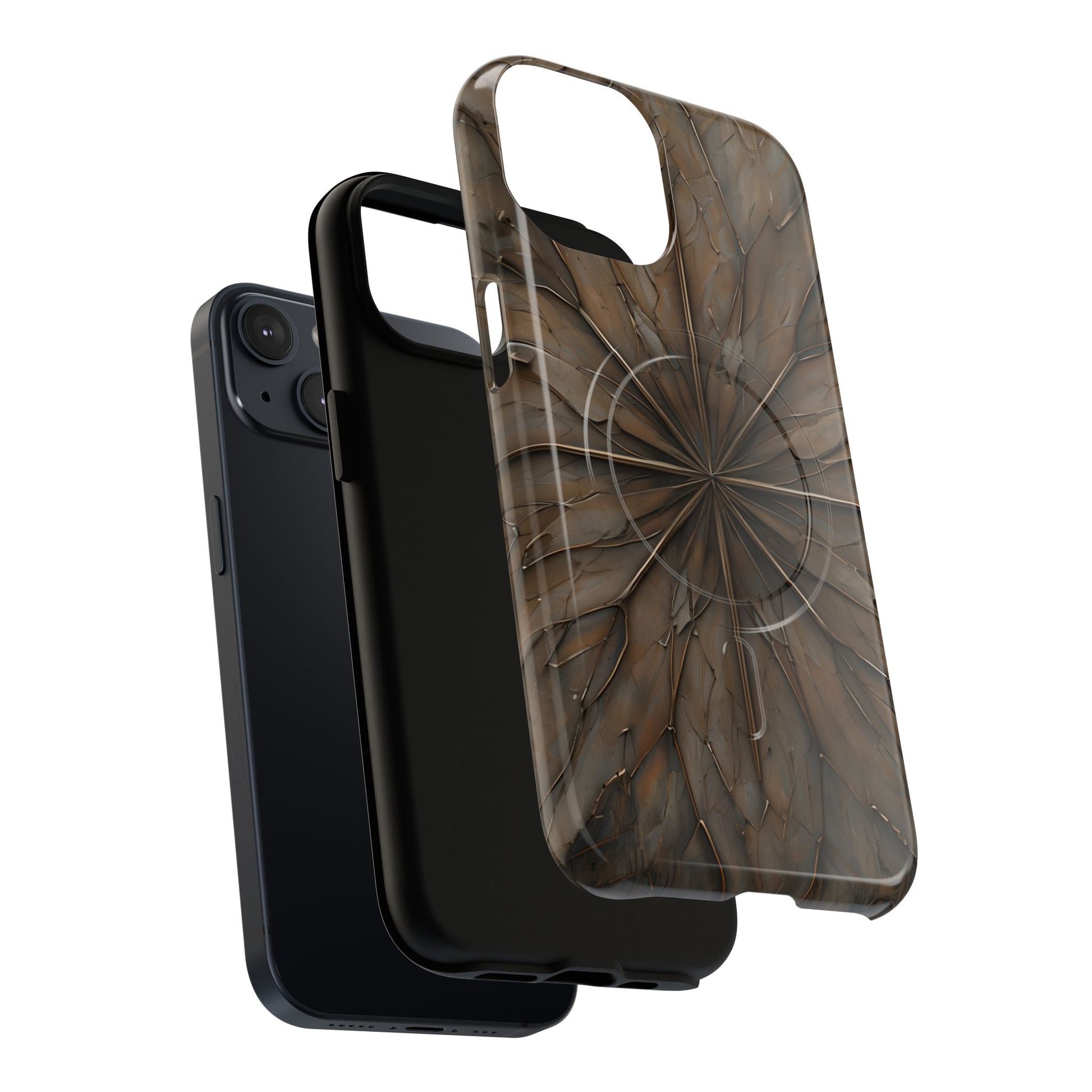 Earthstone Mandala - Kaleidoscope Collection Artistic Taupe Burst - iPhone 14 MagSafe Phone Case