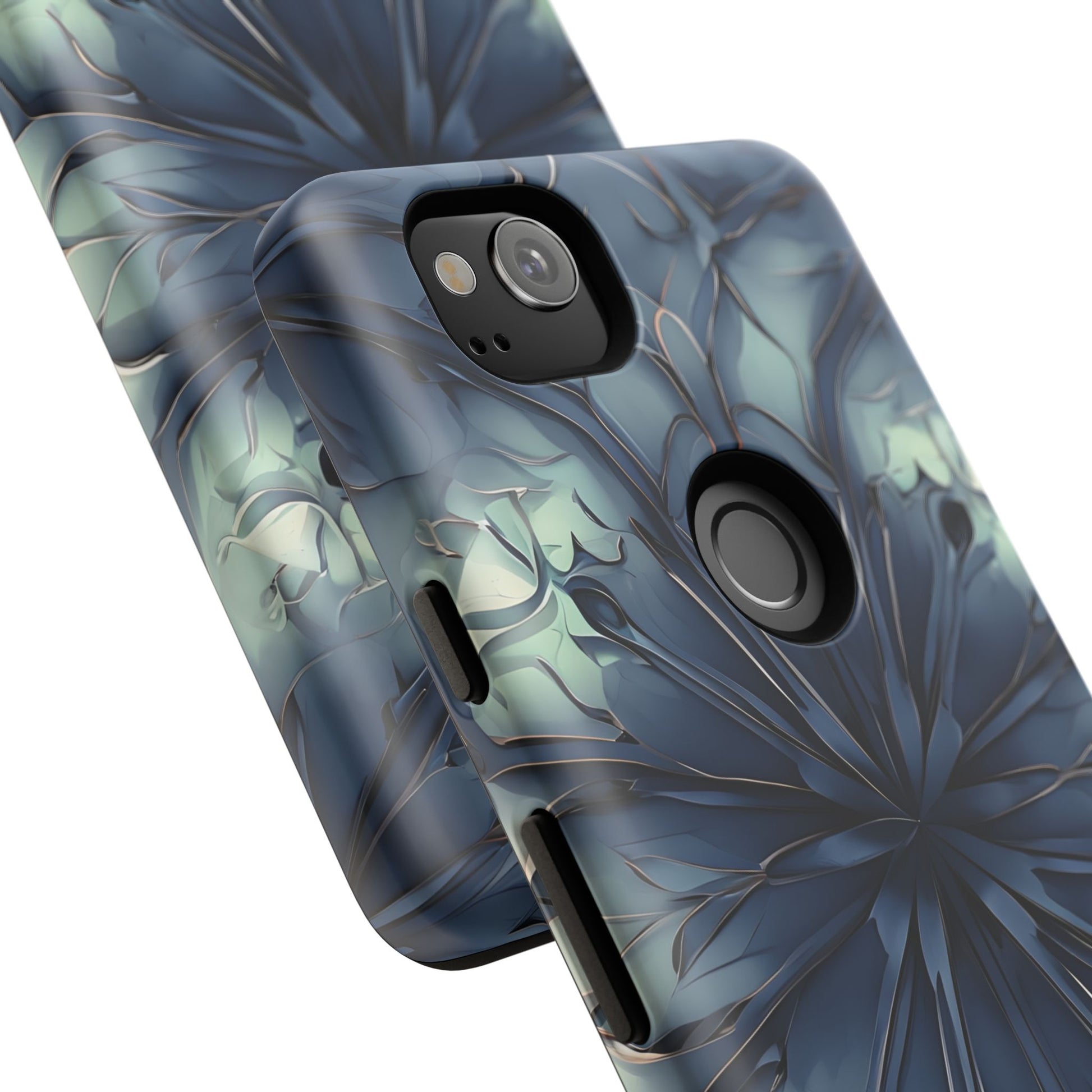 Indigo Mosaic - Artistic Kaleidoscope Collection Artistic Floral - Google Pixel 2 Tough Phone Case - Bold Blue Symmetrical Design