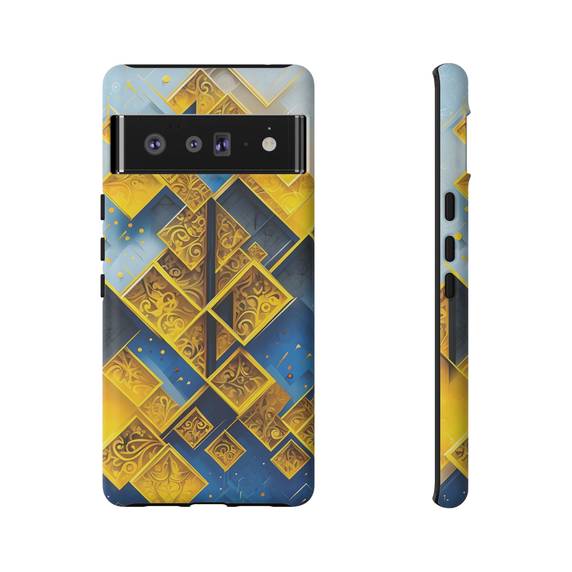 Golden Ascent Luxe Geometric Google Pixel 6 Pro Tough Case - Elegant Abstract Gold Design
