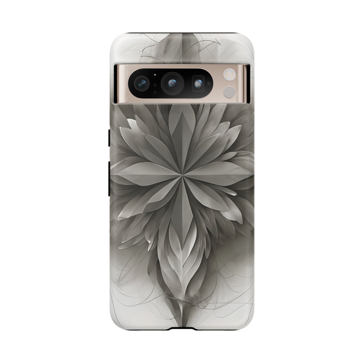 Silver Lotus - Elegant Monochrome Floral Google Pixel Tough Phone Case - Modern Lotus Design