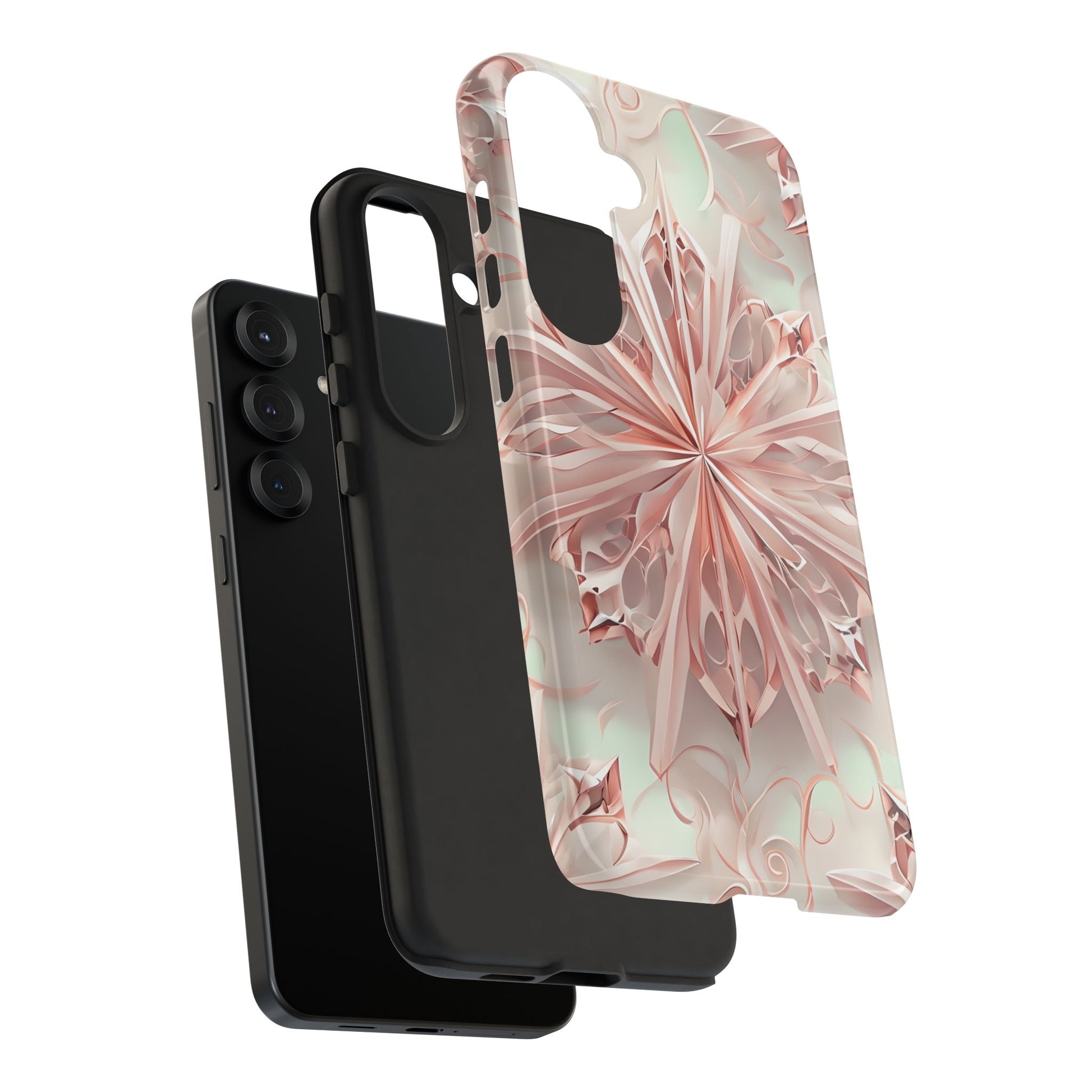 Blush Frost from our Kaleidoscope Collection - Samsung Galaxy S25 Plus tough case - Soft Pink Geometric Floral Design