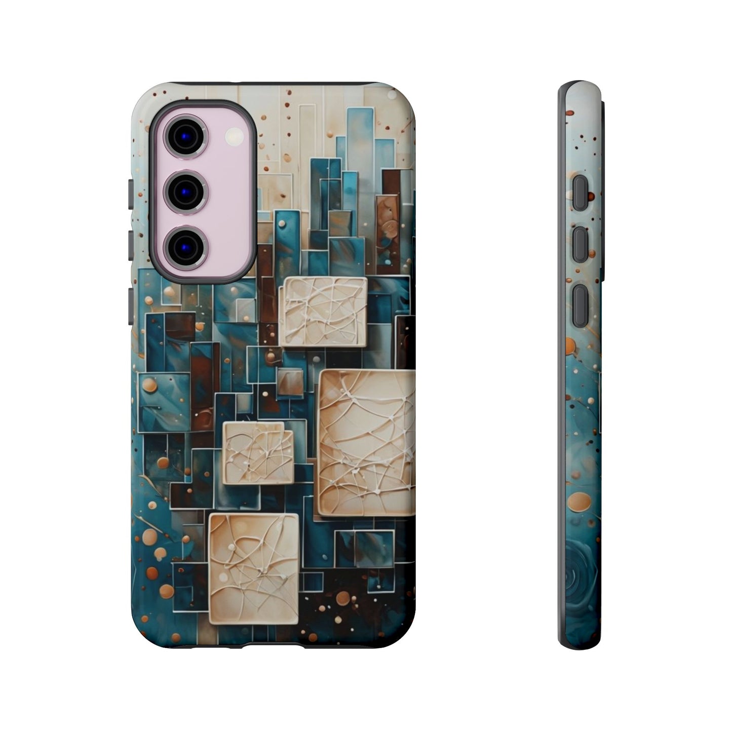 Architectural Drift Samsung Galaxy Case - Modern Geometric Teal & Parchment Design