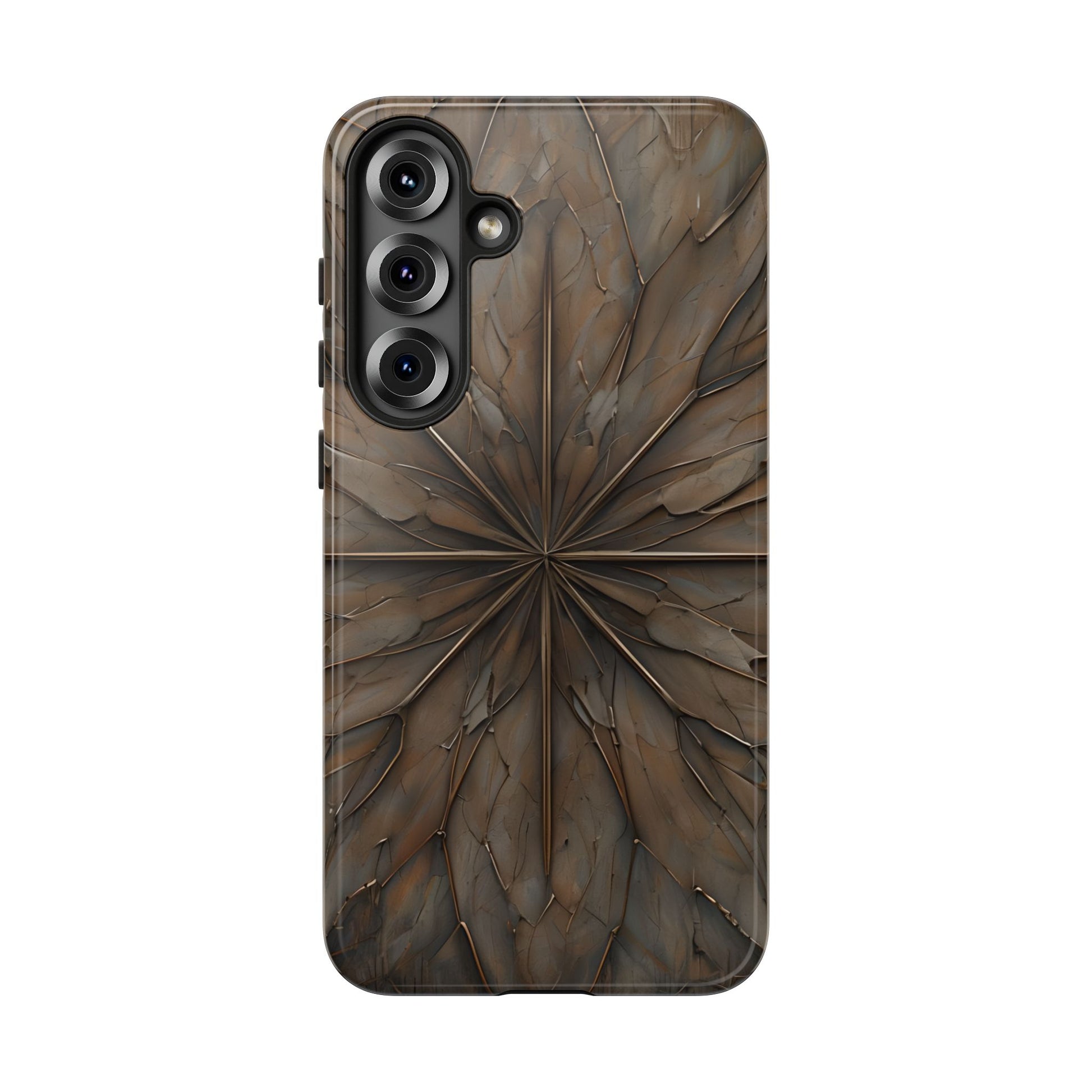 Earthstone Mandala - Kaleidoscope Collection Artistic Taupe Burst - Samsung Galaxy S25 Plus Tough Phone Case
