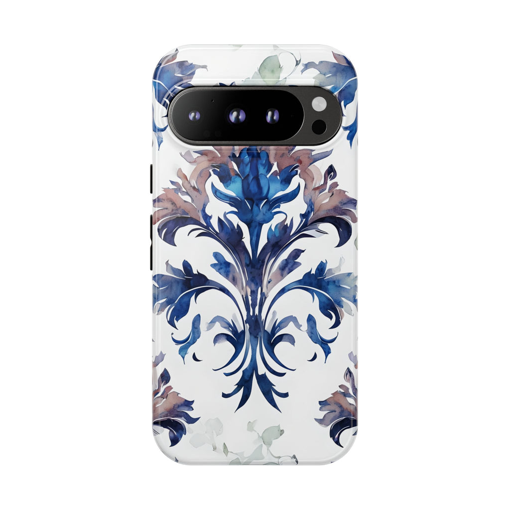 Delft Reverie - Elegant Blue & White Google Pixel 9 Pro Tough Phone Case - Dutch Delftware-Inspired Floral Design