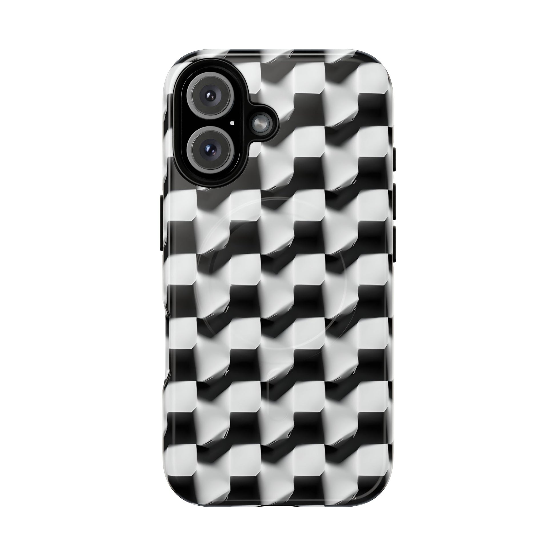 Monochrome Grid - iPhone 16 MagSafe Phone Case - Bold, Modern Black & White Design