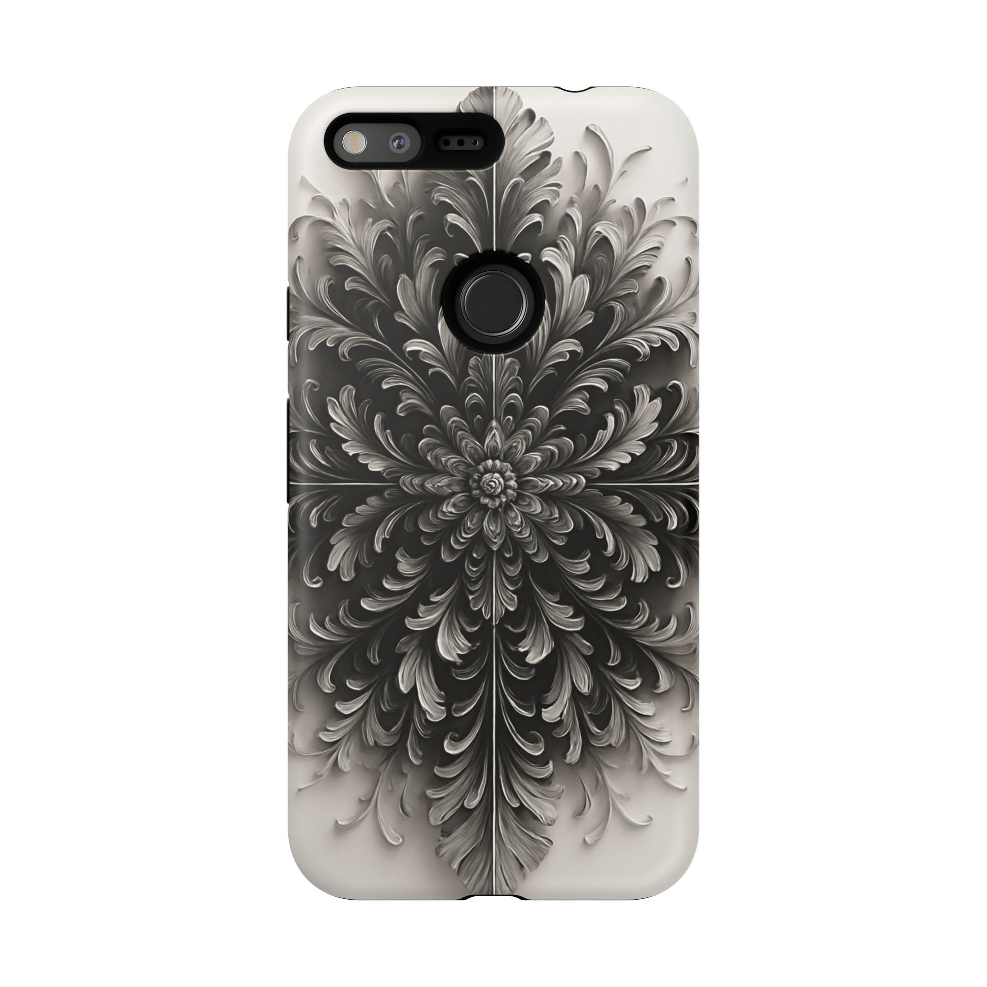 Obsidian Bloom - Elegant Black & White Google Pixel XL Phone Case - Intricate Mandala Flower Design