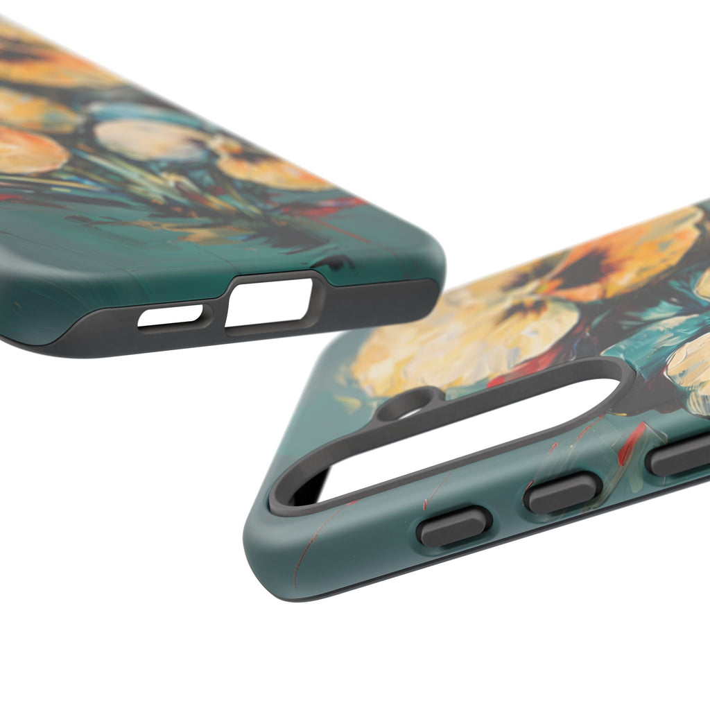 Golden Pansy Cascade Case for Samsung Galaxy S25 - Premium Shockproof Designer Phone Cover
