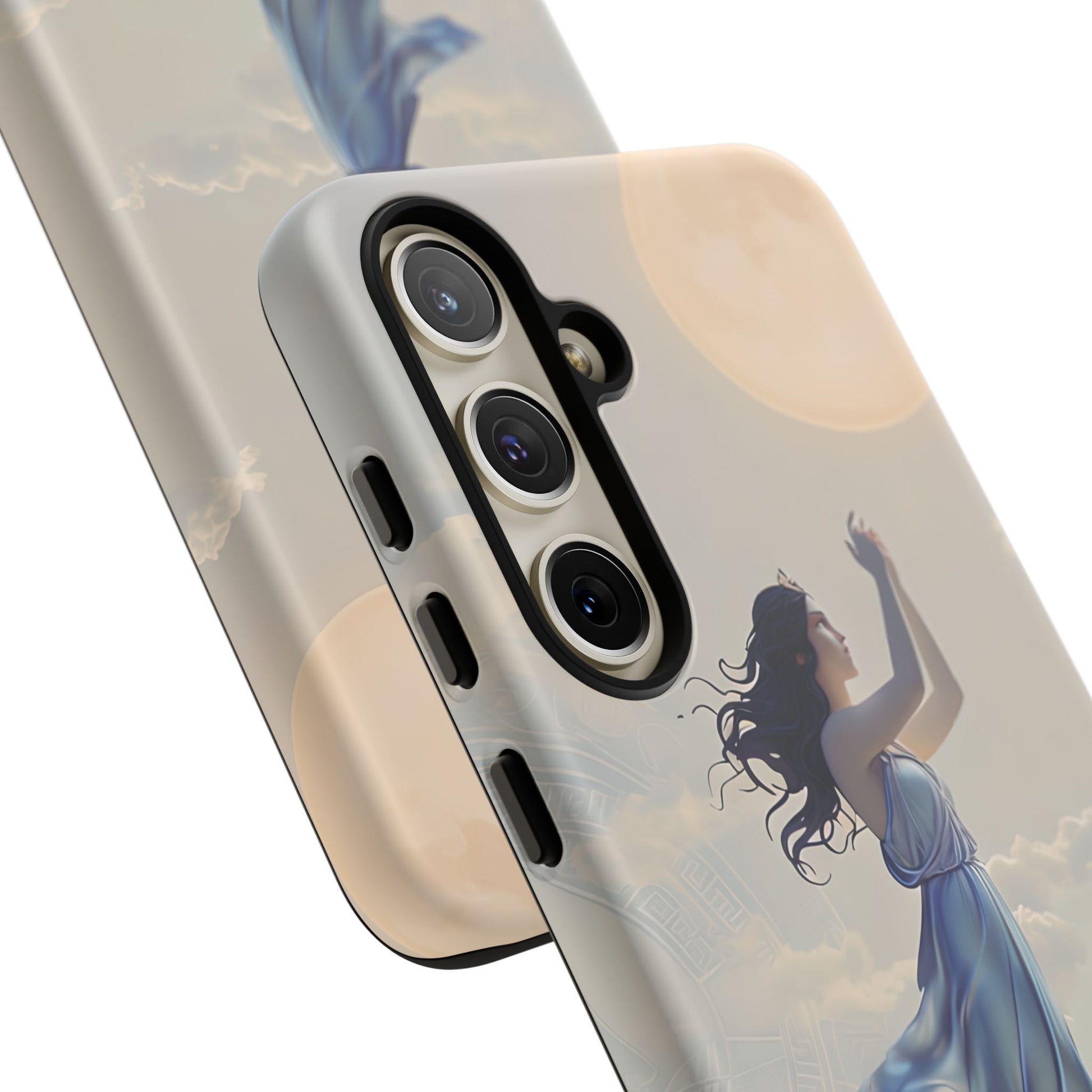 Moonlit Ascend - Ethereal Celestial Art Samsung Galaxy S24 Plus Tough Phone Case - Dreamy Night Sky & Floating Woman Design