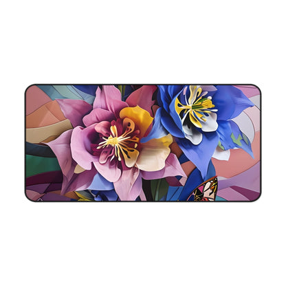 Blue Columbine Carnivale Desk Mat - Premium Office Desk Pad, 3 Sizes Available, Artistic Workspace Protection