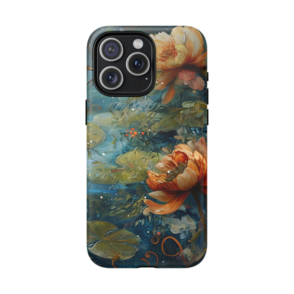 Waterlily Nocturne iPhone 15 Pro Max Case - Artistic Tough Cover - MagSafe Compatible - Premium Drop Protection