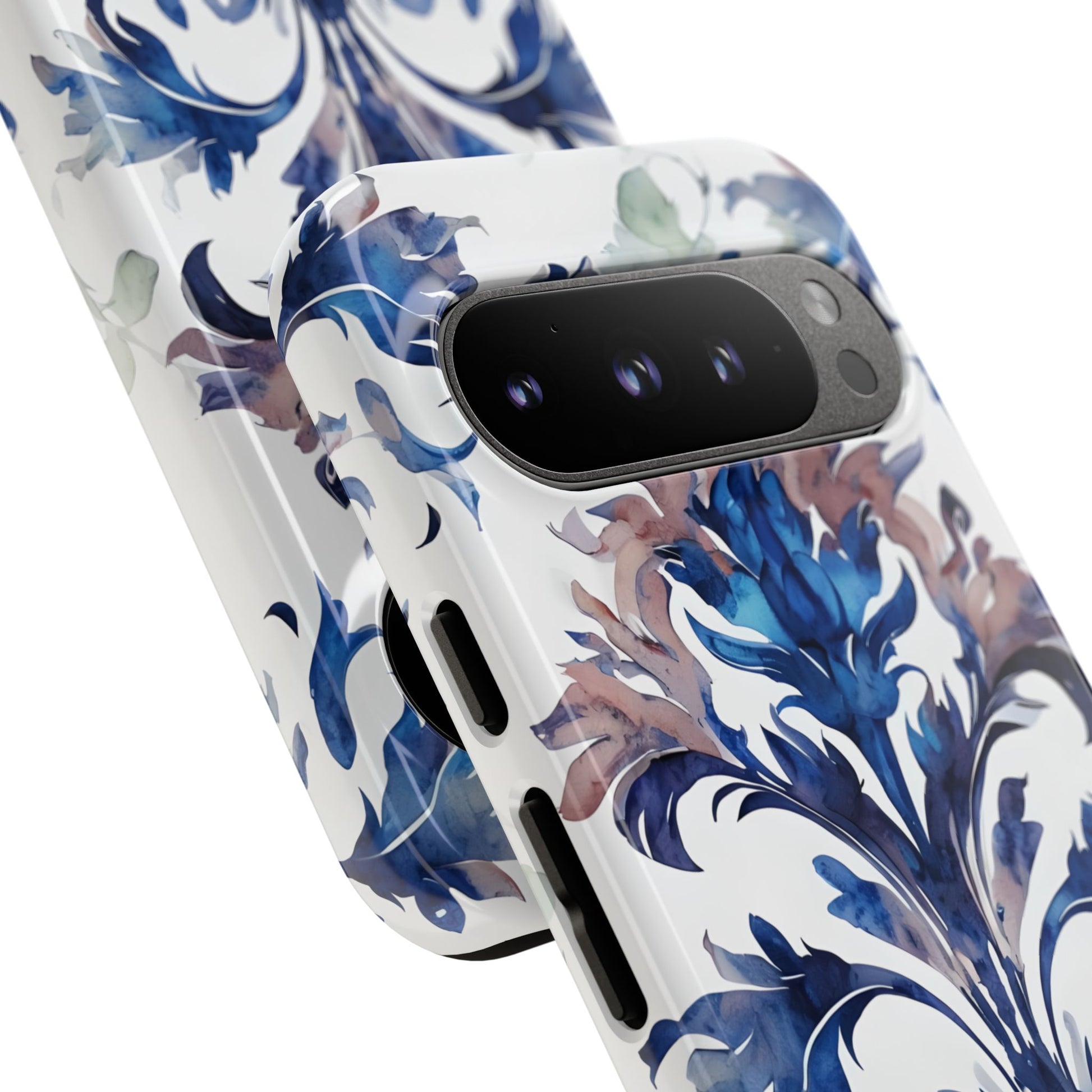 Delft Reverie - Elegant Blue & White Google Pixel 9 Pro Tough Phone Case - Dutch Delftware-Inspired Floral Design