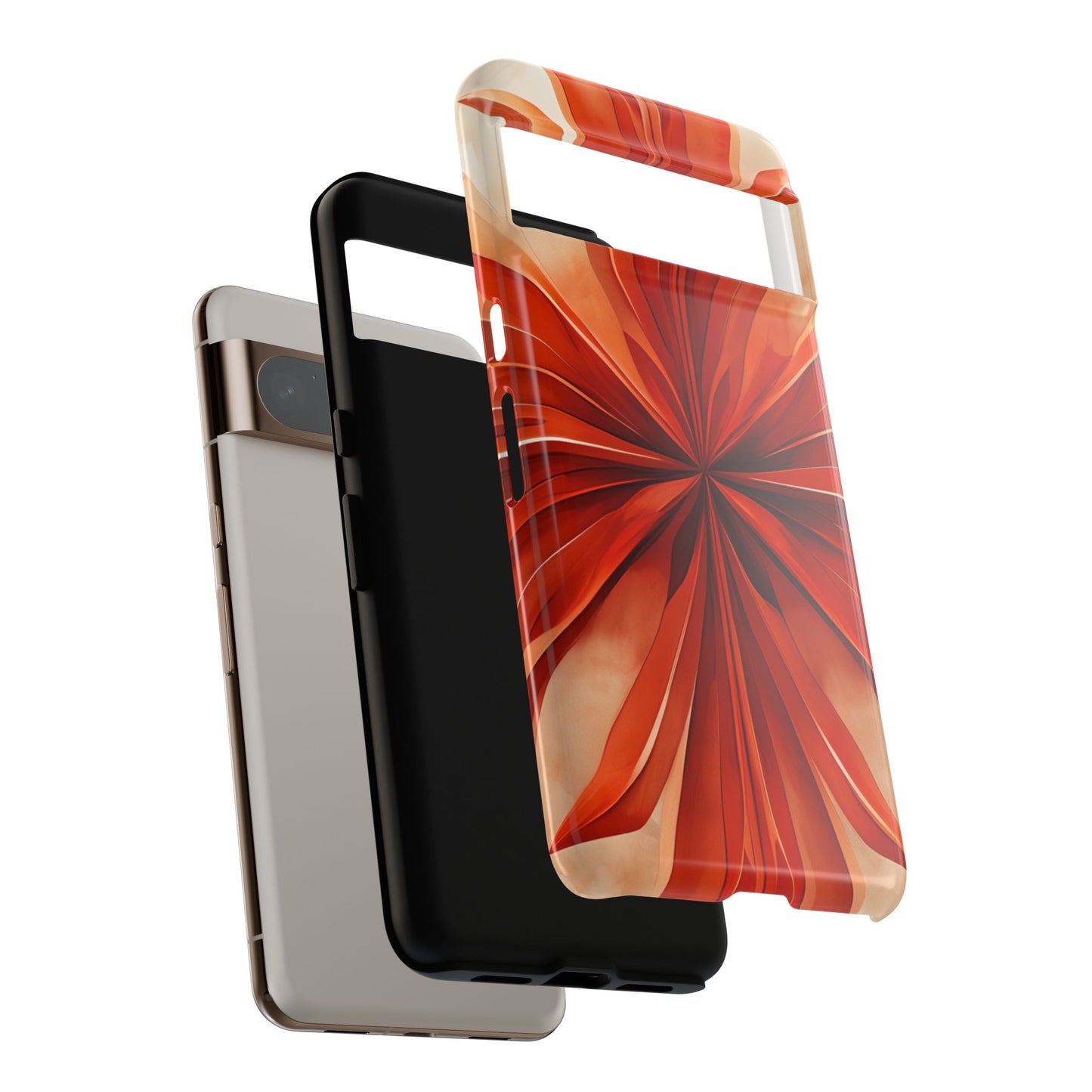 Sunset Fleur shockproof dual layer Google Pixel phone case with sunset floral burst design