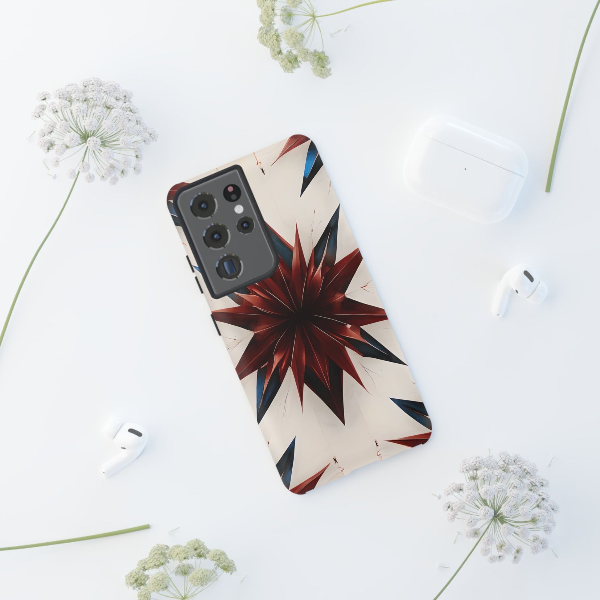 Garnet Starburst - Kaleidoscope Collection Gemstone Floral - Samsung Galaxy S21 Ultra Tough Phone Case - Floral Burst Design