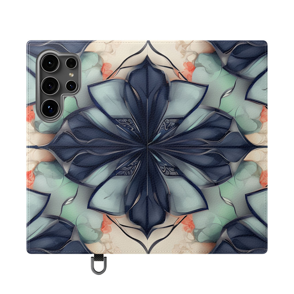 Midnight Mosaic - Abstract Floral Flip Phone Case for Samsung Galaxy S24 Ultra