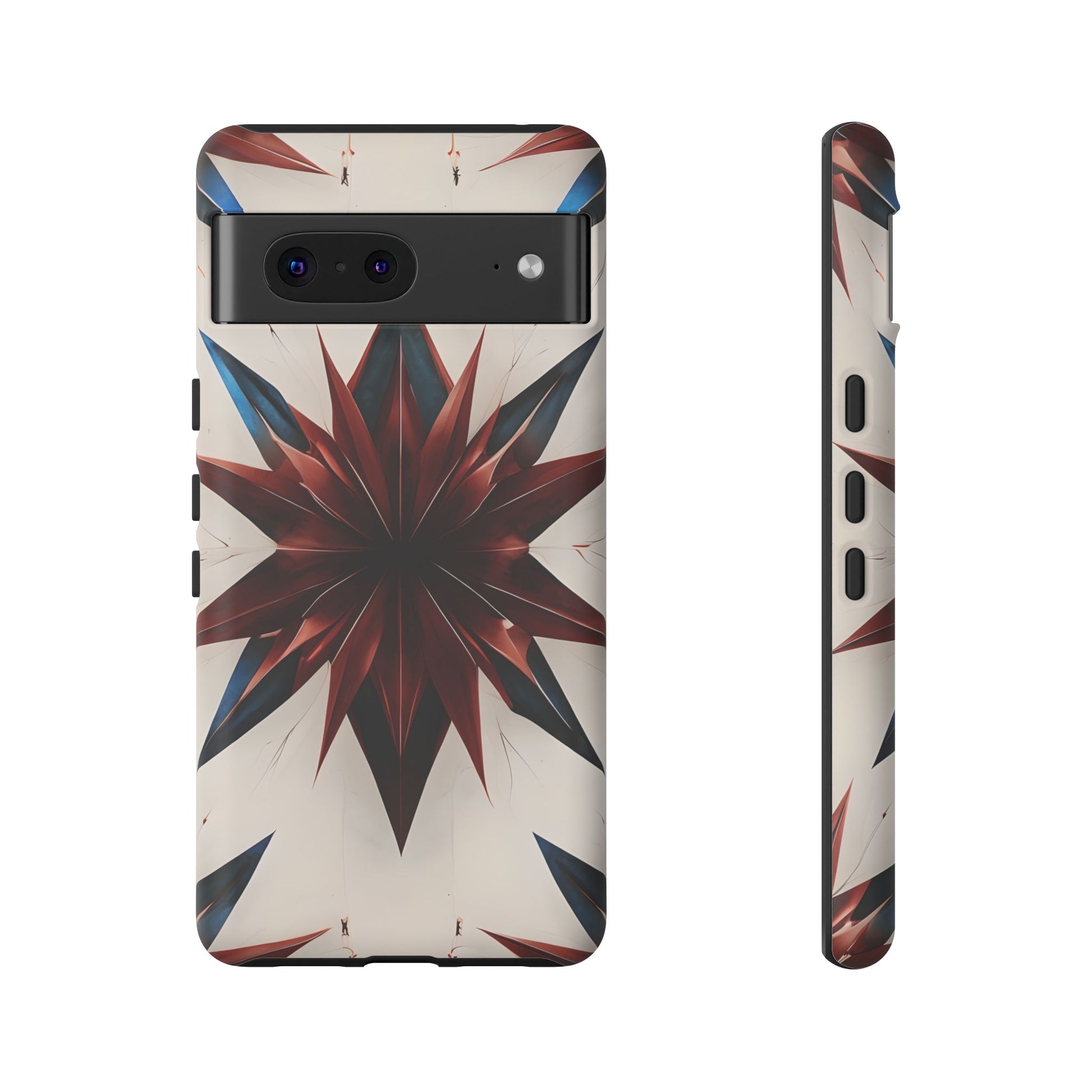 Garnet Starburst - Kaleidoscope Collection Gemstone Floral - Google Pixel 7 Tough Phone Case - Floral Burst Design