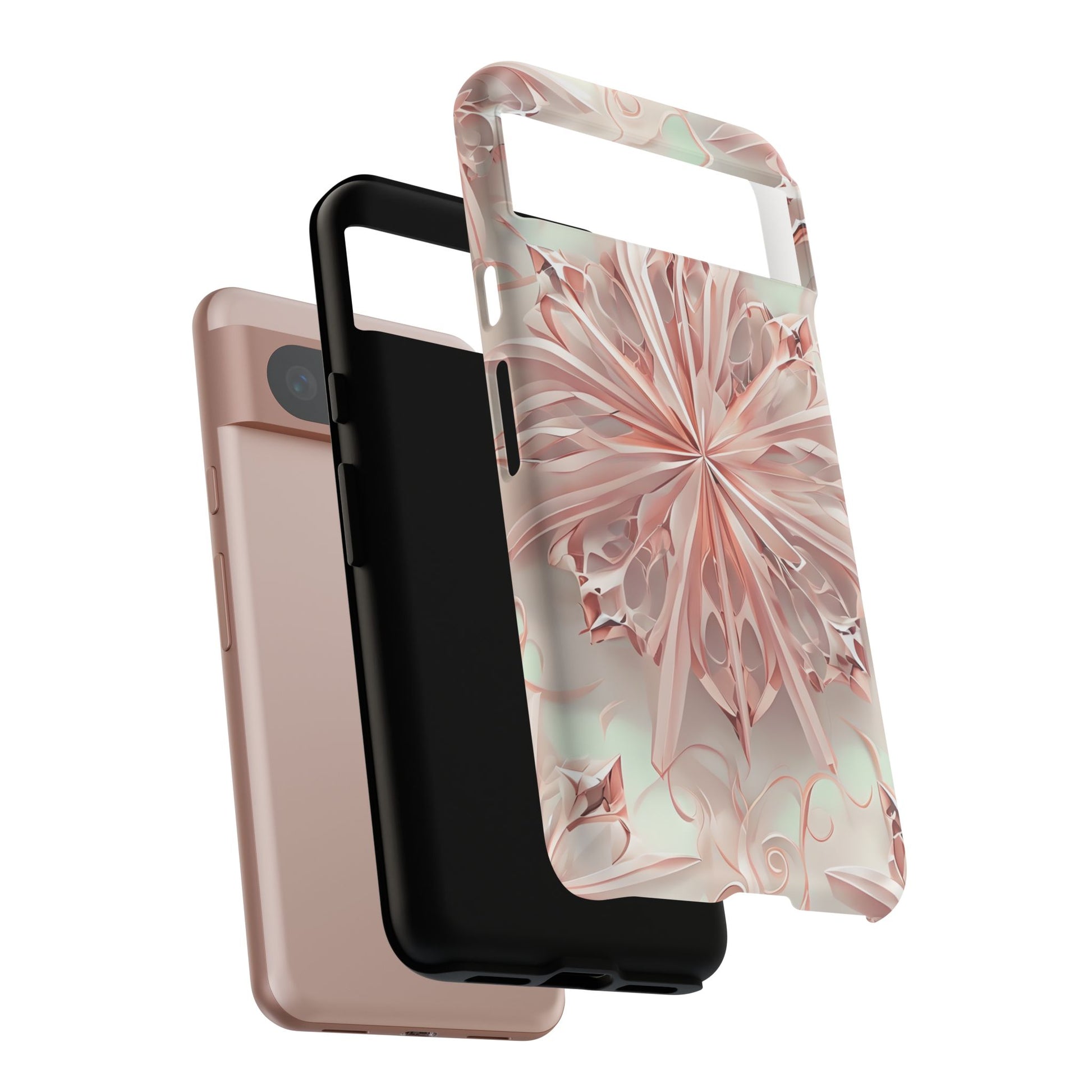 Blush Frost from our Kaleidoscope Collection - Google Pixel 8 tough case - Soft Pink Geometric Floral Design