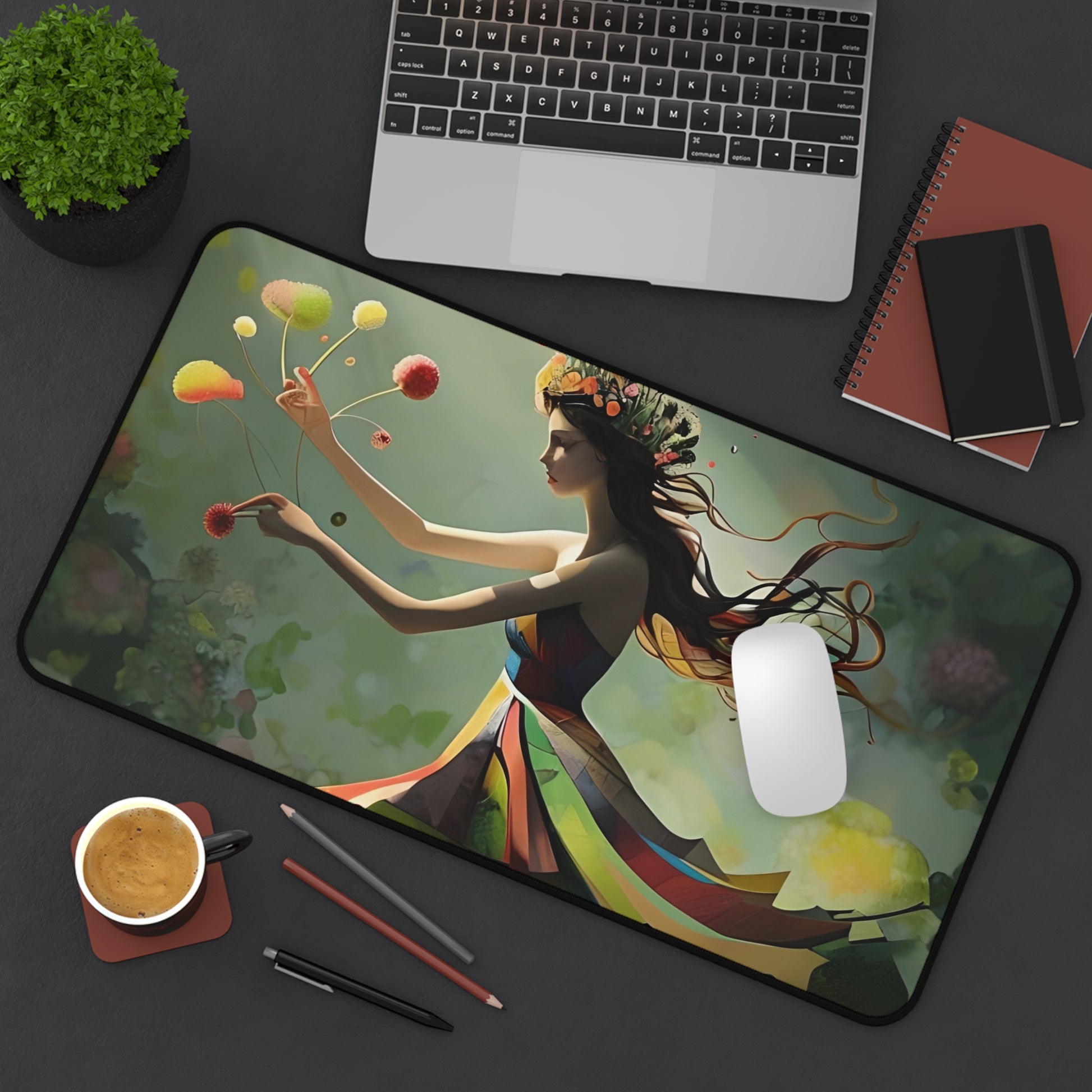 Dancing Wildflower Must Desk Mat - Premium Office Desk Pad, 3 Sizes Available, Artistic Workspace Protection