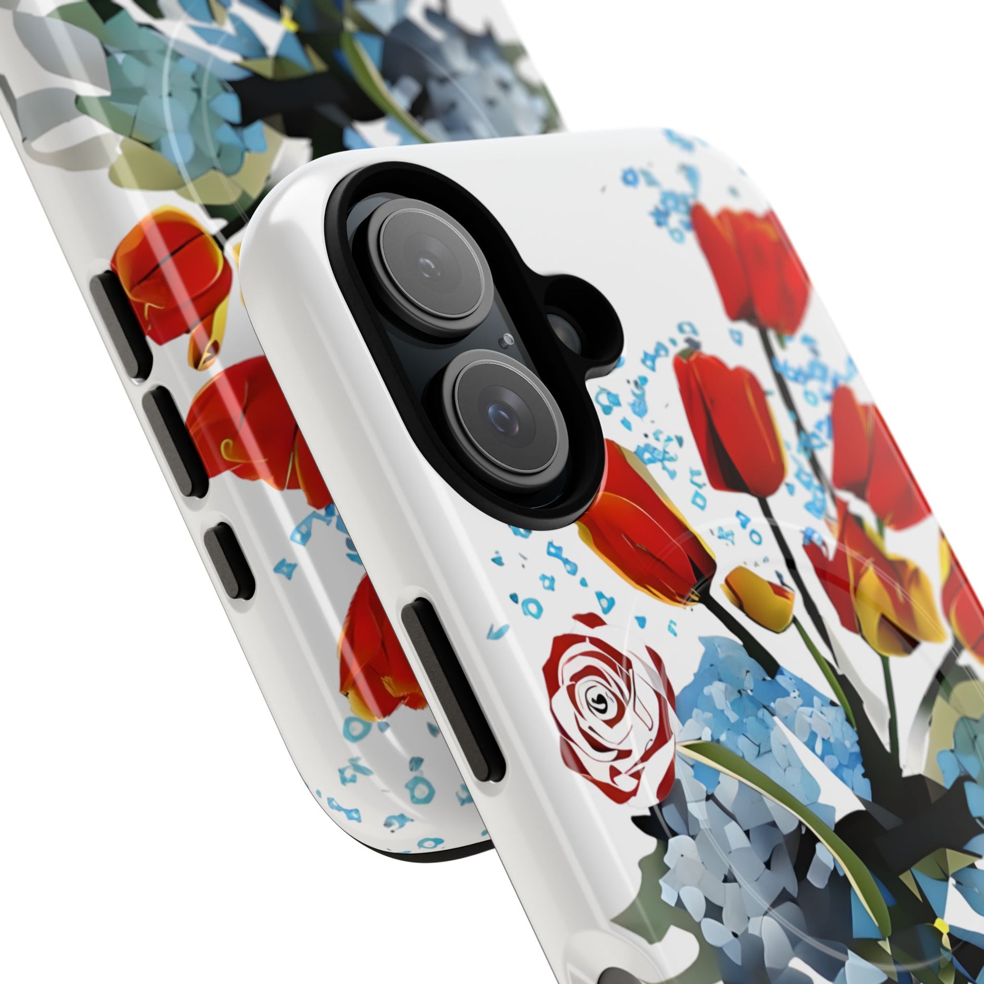 Bouquet Brilliance - Artistic Floral iPhone 16 MagSafe Phone Case - Vibrant Tulip, Rose & Hydrangea Design