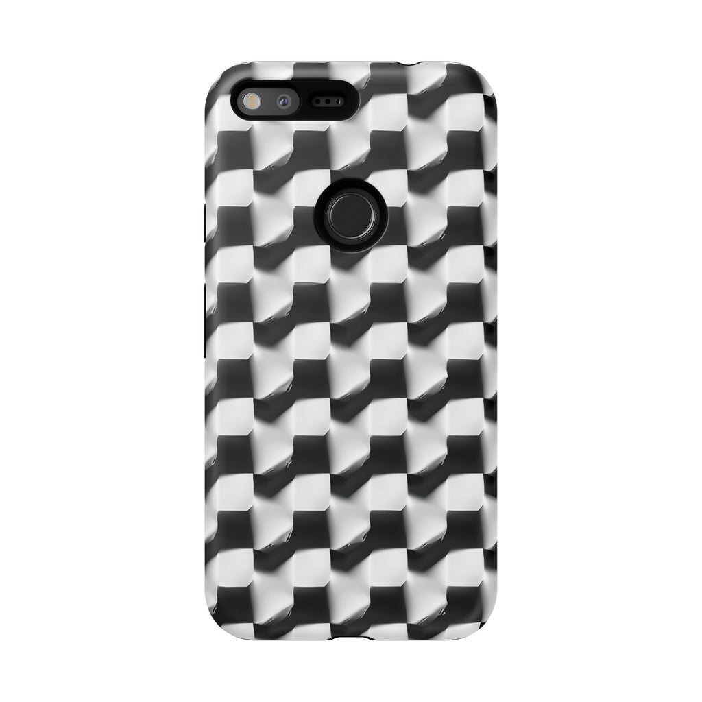 Monochrome Grid Tough Case for Google Pixel XL - Classic Checkerboard, Black & White, Minimalist Trend