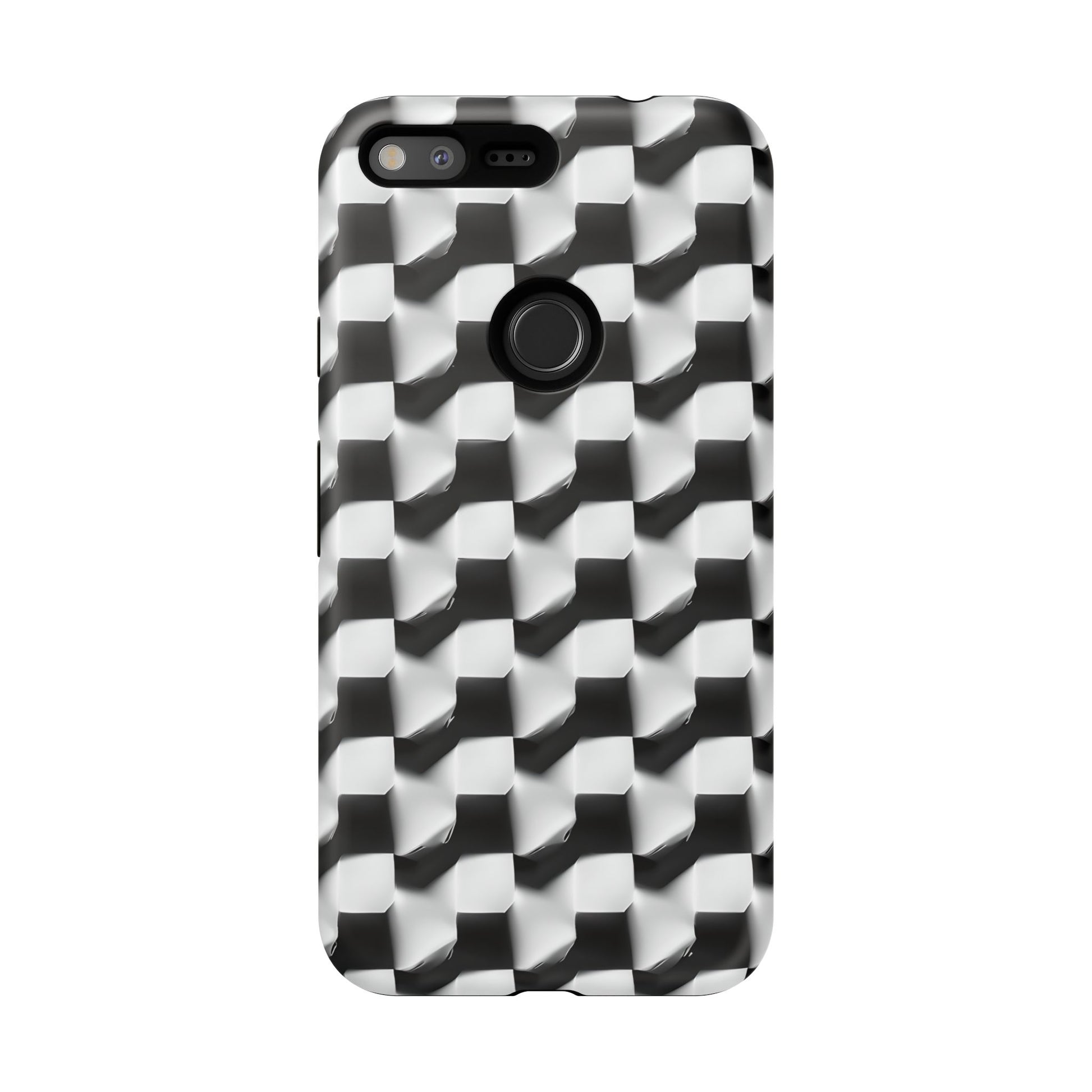 Monochrome Grid Tough Case for Google Pixel XL - Classic Checkerboard, Black & White, Minimalist Trend