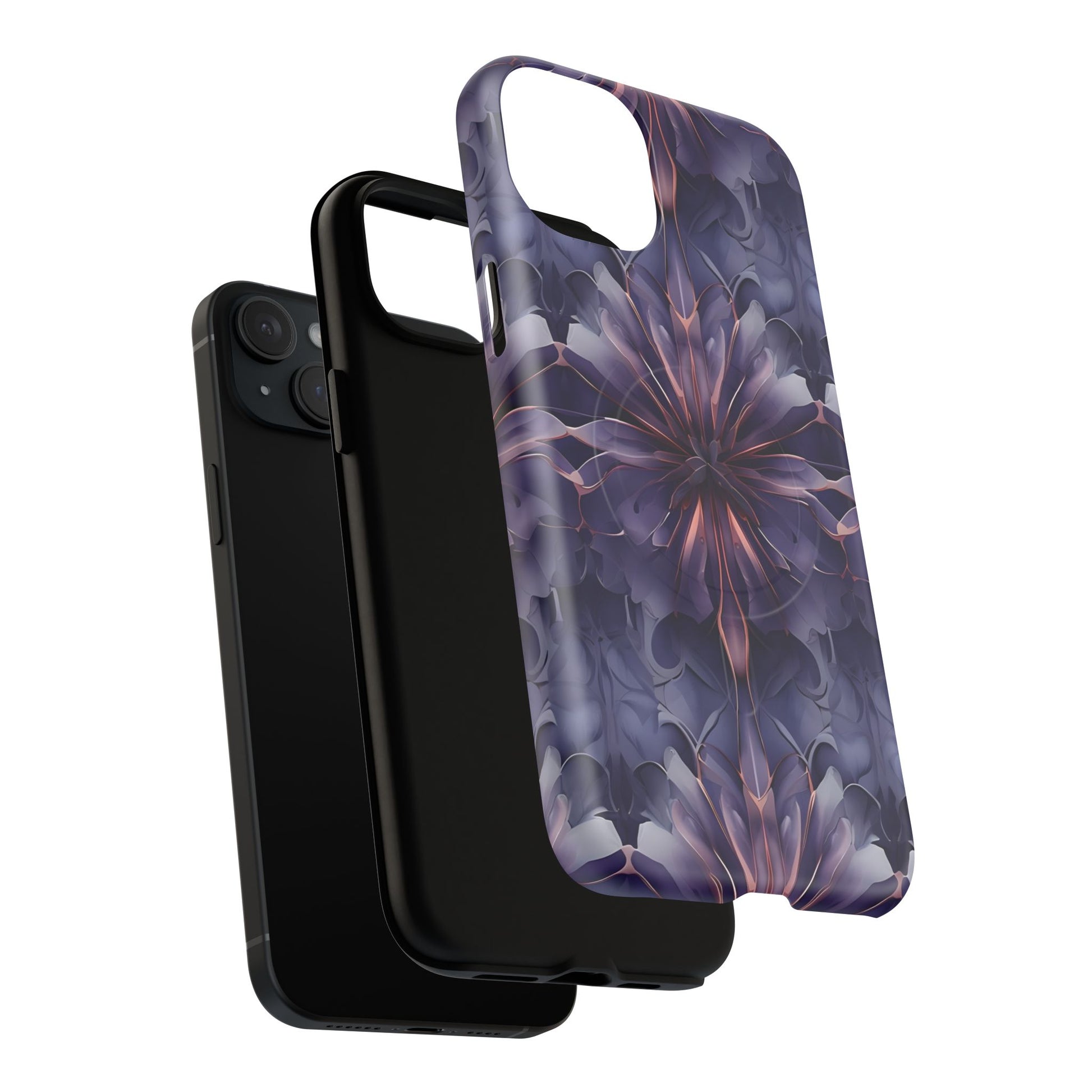 Twilight Tapestry - iPhone 15 Plus MagSafe Phone Case - Purple Kaleidoscope Design