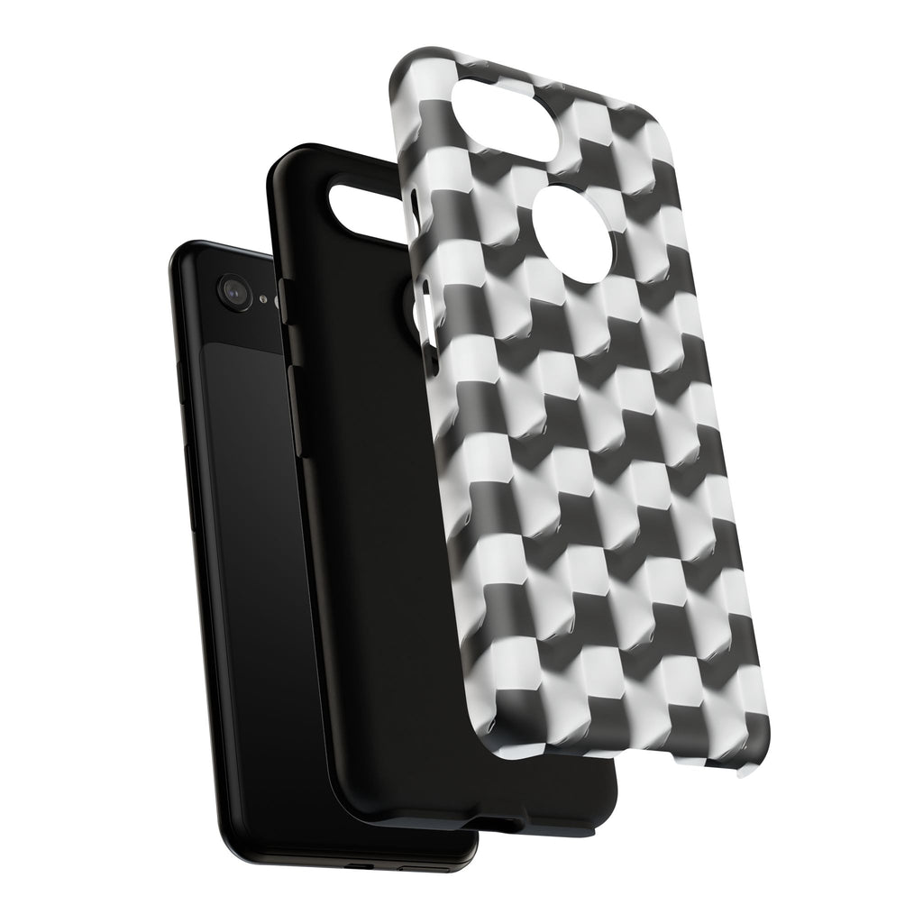 Monochrome Grid Tough Case for Google Pixel 3 - Classic Checkerboard, Black & White, Minimalist Trend