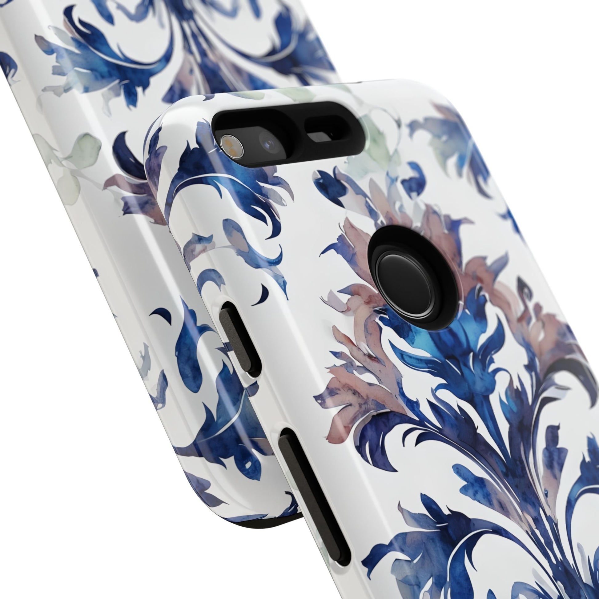 Delft Reverie - Elegant Blue & White Google Pixel Tough Phone Case - Dutch Delftware-Inspired Floral Design