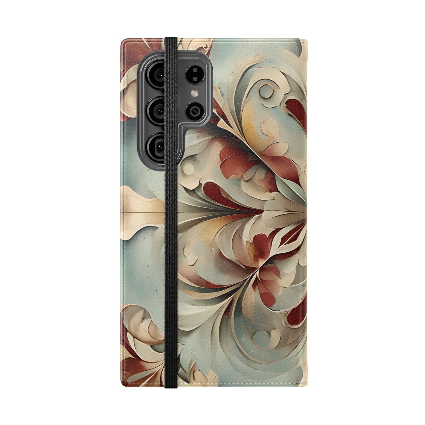 Vintage Baroque Blossom Samsung Galaxy wallet flip phone case showing baroque floral folio cover design