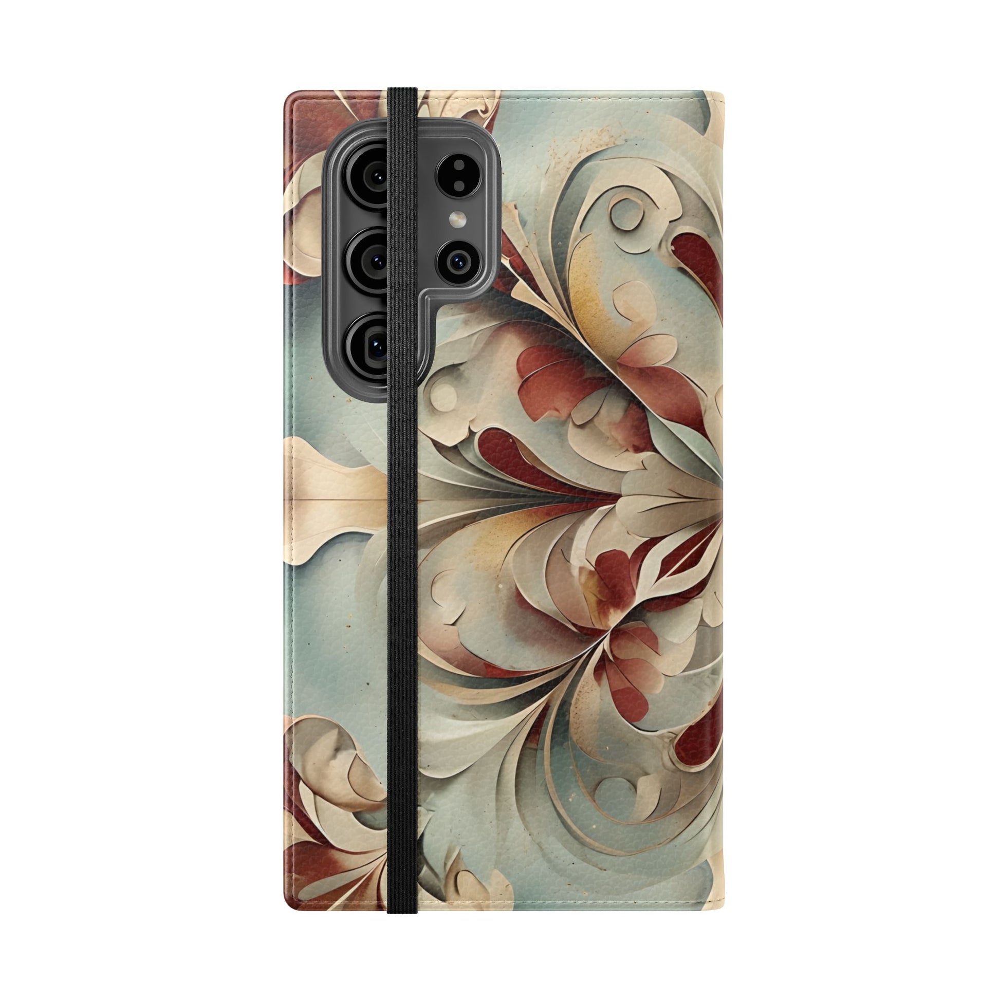 Vintage Baroque Blossom Samsung Galaxy wallet flip phone case showing baroque floral folio cover design