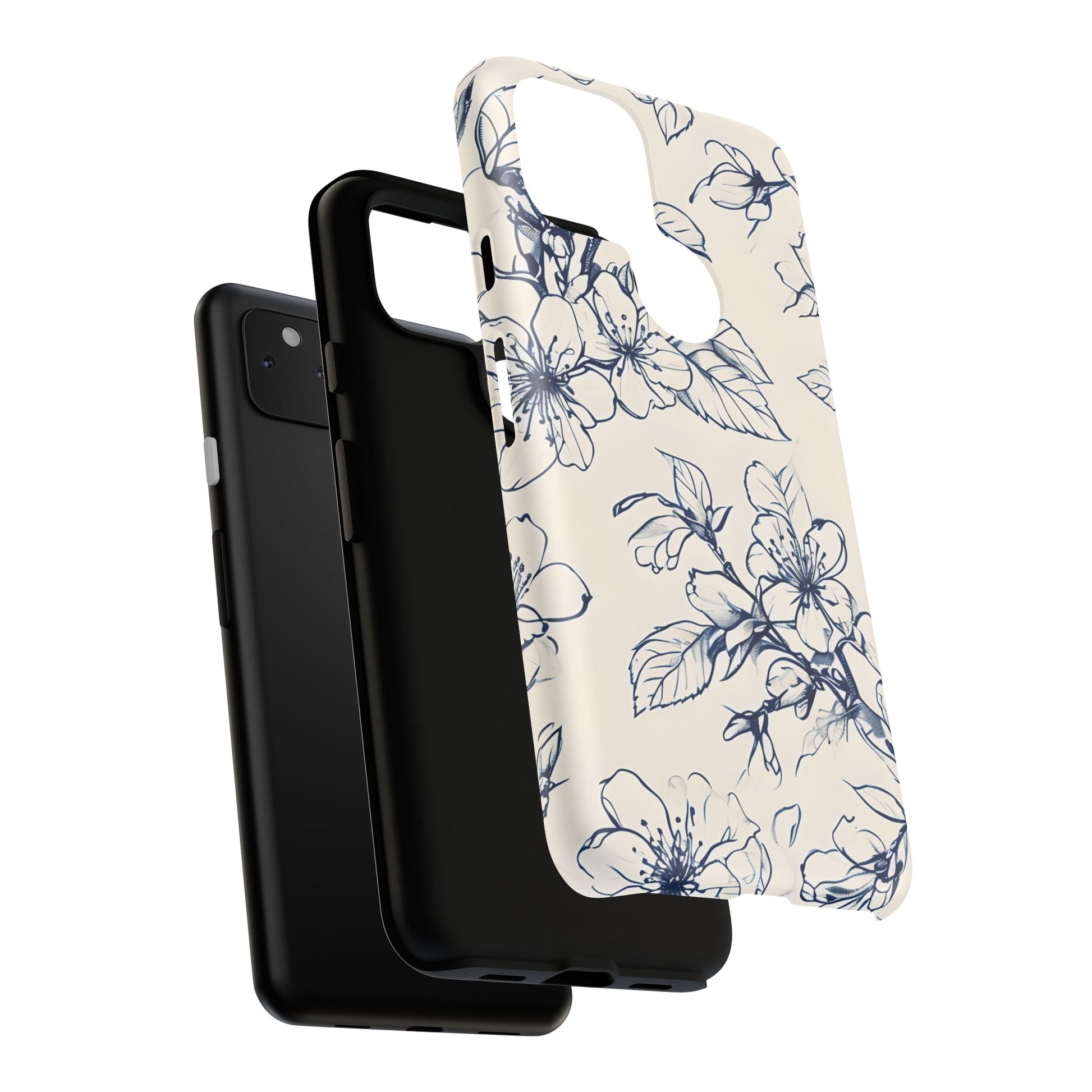 Blossom Sketch - Artistic Blue Floral Google Pixel 4a 5G - Tough Phone Case - Hand-Drawn Botanical Design