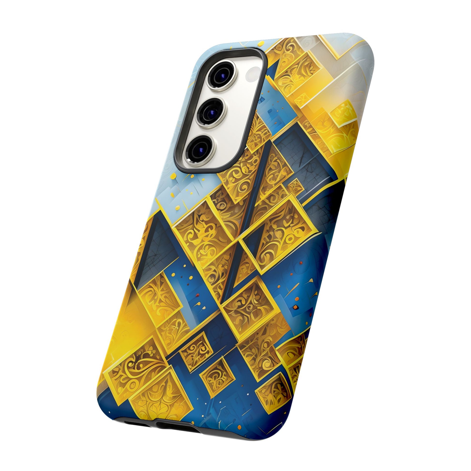Golden Ascent Luxe Geometric Samsung Galaxy S23 Tough Case - Elegant Abstract Gold Design