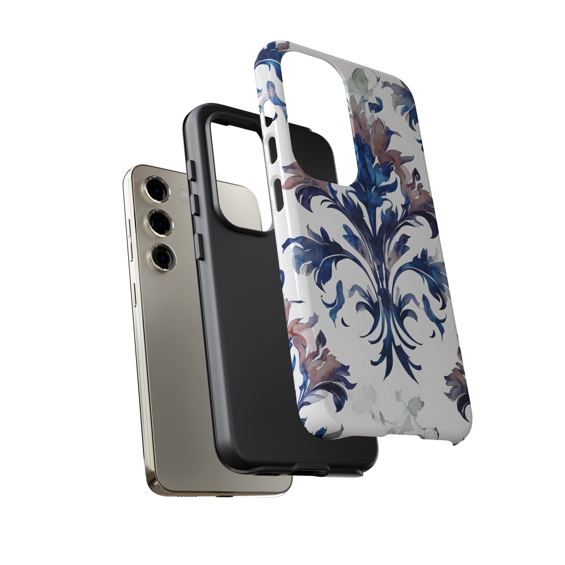 Delft Reverie - Elegant Blue & White Samsung S23 Tough Phone Case - Dutch Delftware-Inspired Floral Design