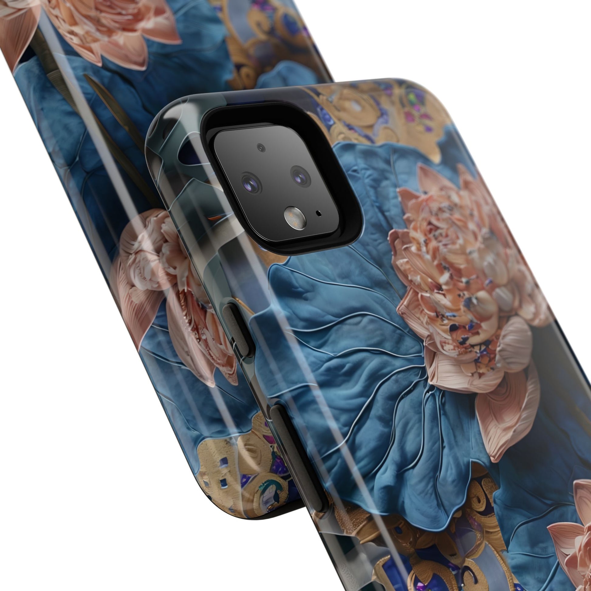 Peony Midnight Tapestry - Google Pixel 4XL - Elegant Blue & Blush Artful Phone Cover