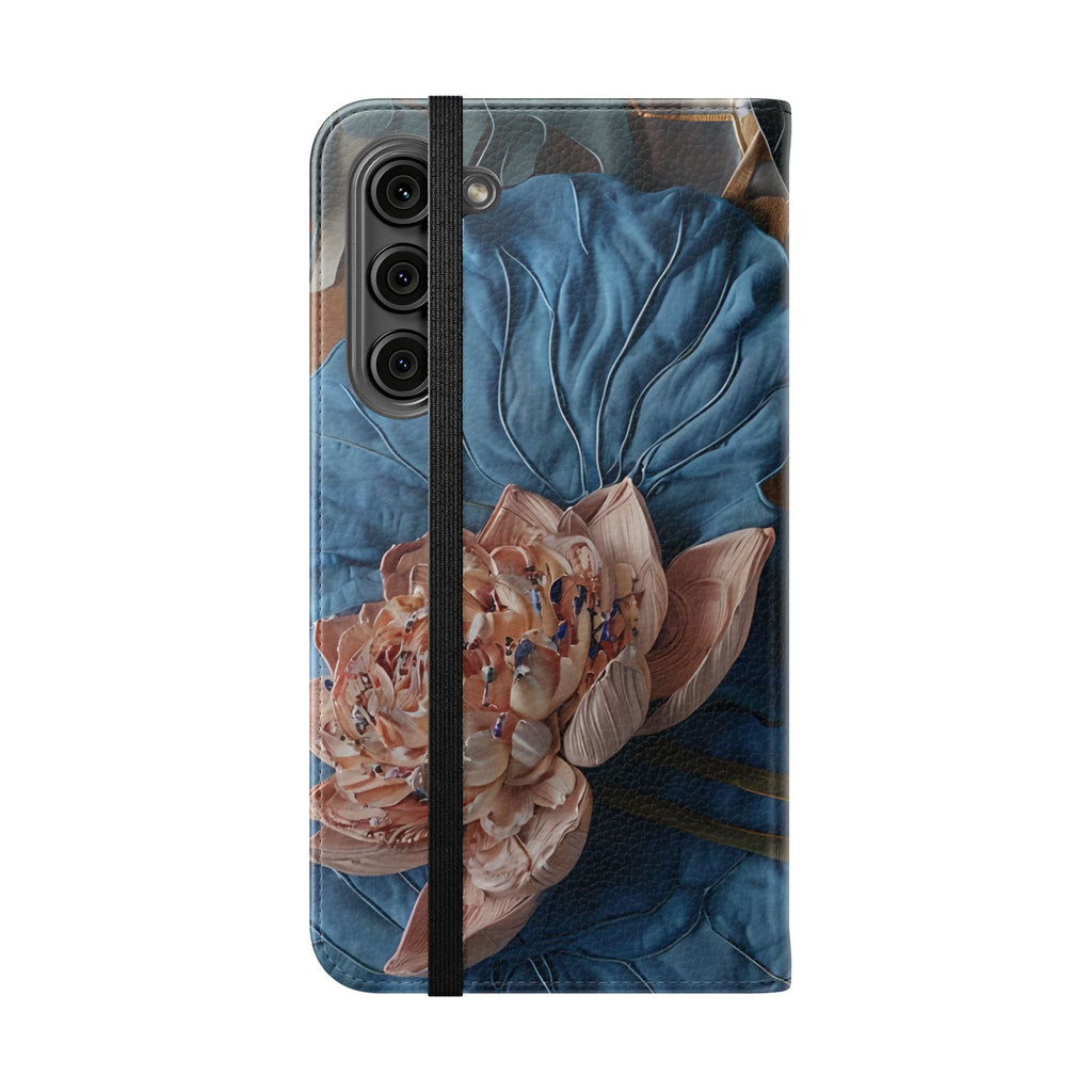 Peony Midnight Tapestry Wallet Phone Case - Flip Cover for Samsung Galaxy S23 Plus - Floral and Tapestry Design