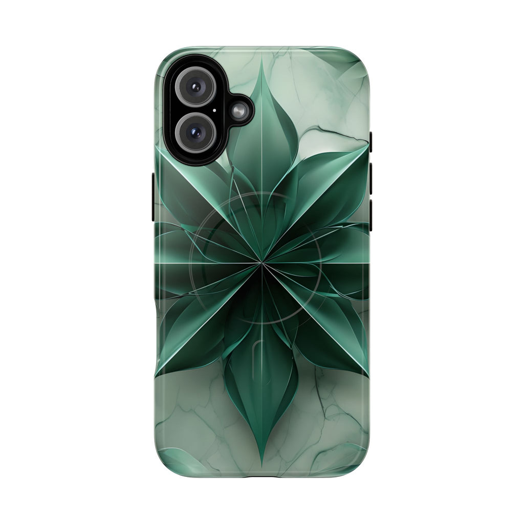 Emerald Bloom - iPhone 16 Plus MagSafe Phone Case - Rich Emerald Modern Design