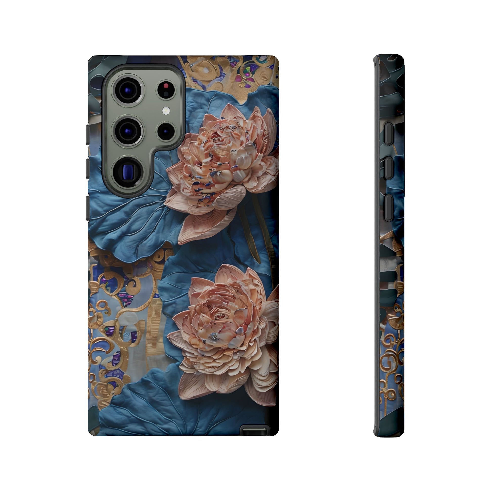 Peony Midnight Tapestry - Samsung Galaxy S23 Ultra - Elegant Blue & Blush Artful Phone Cover
