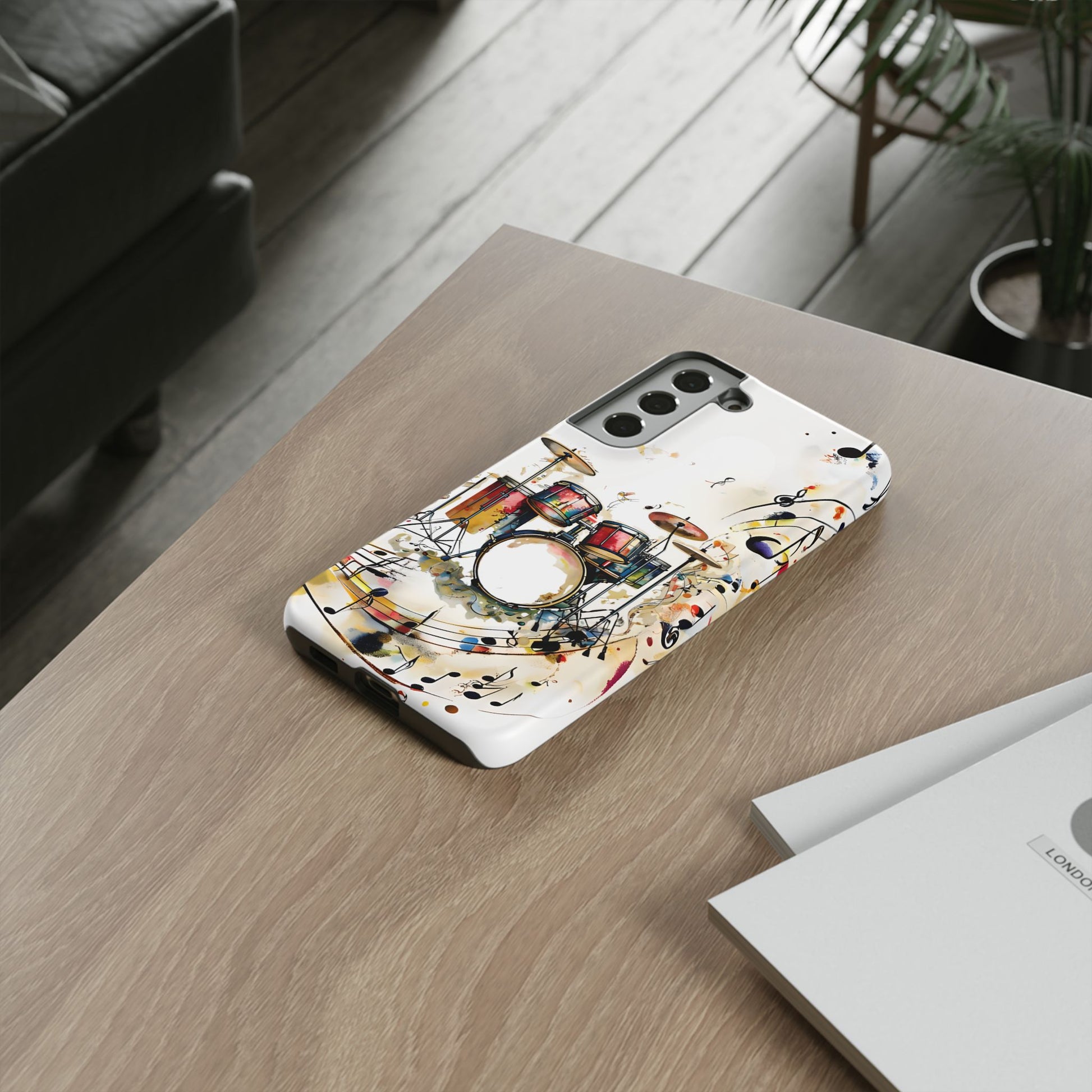 Beatline Abstract Drums and Music Notes Tough Case for Samsung Galaxy S22 Ultra - Shockproof Phone Cover