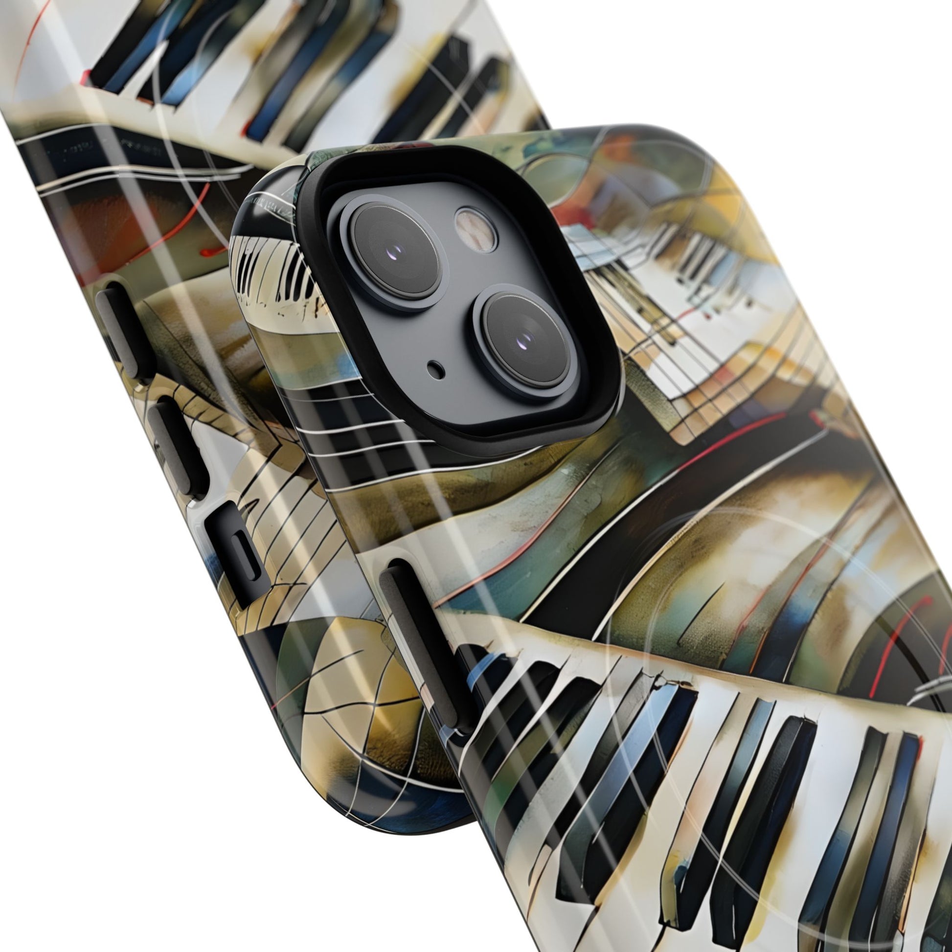 Angled view of Ivory Cascade iPhone MagSafe protective phone case