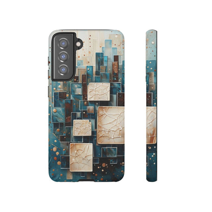 Architectural Drift Samsung Galaxy Case - Modern Geometric Teal & Parchment Design
