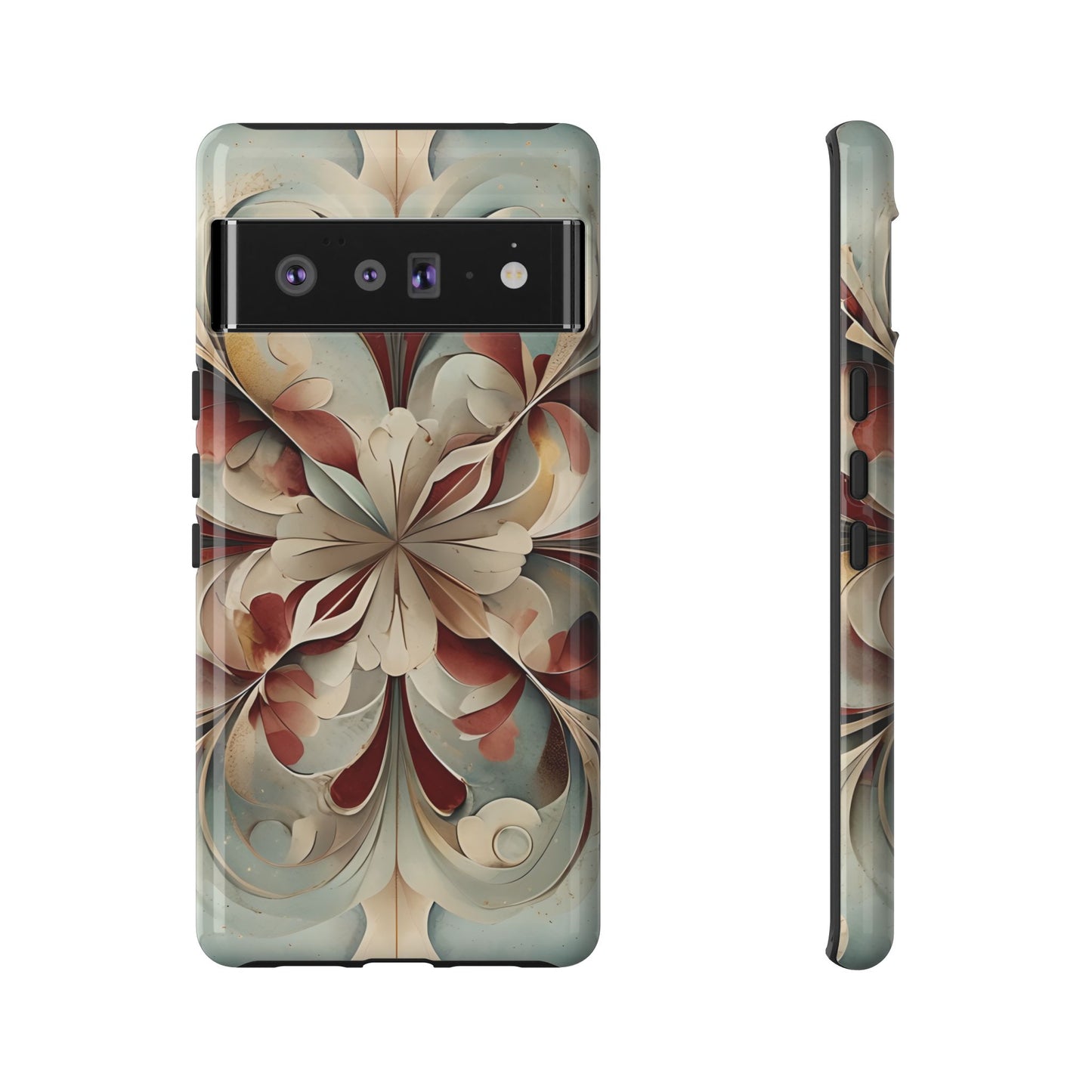 Vintage Baroque Blossom - Ornate Floral Art Google Pixel Tough Phone Case - Elegant Baroque-Inspired Design