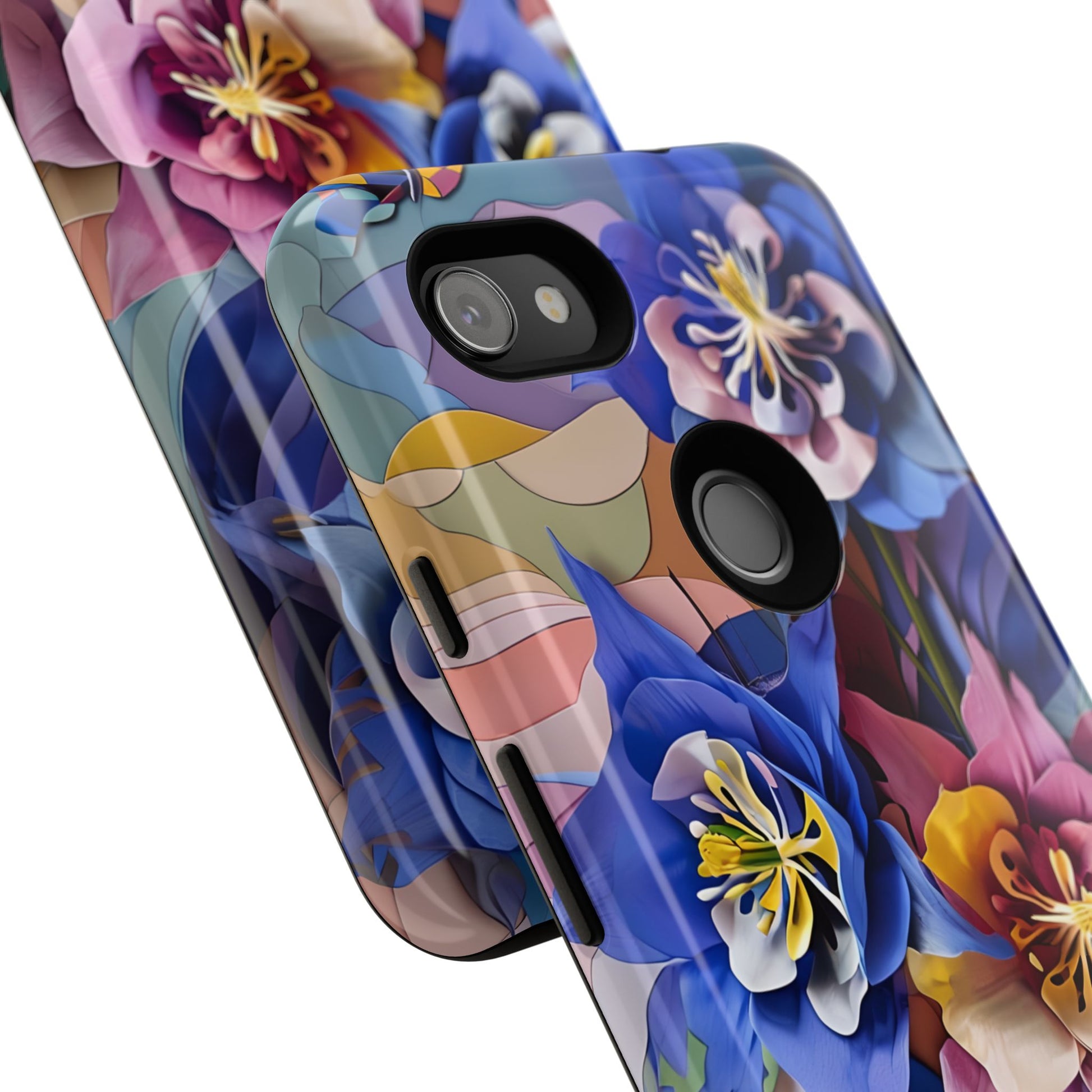 Blue Columbine Carnivale - Artistic Floral & Butterfly Google Pixel 3a XL Tough Phone Case - Vibrant Botanical Design