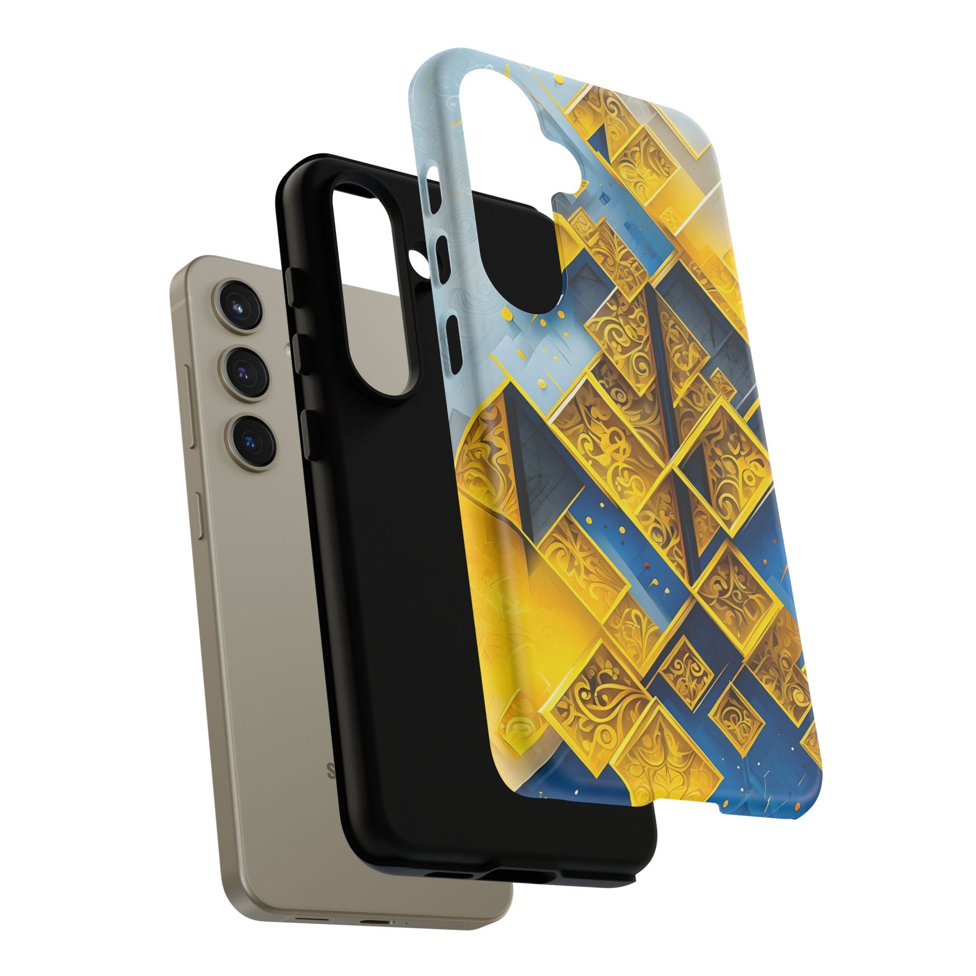 Golden Ascent Luxe Geometric Samsung Galaxy S24 Tough Case - Elegant Abstract Gold Design