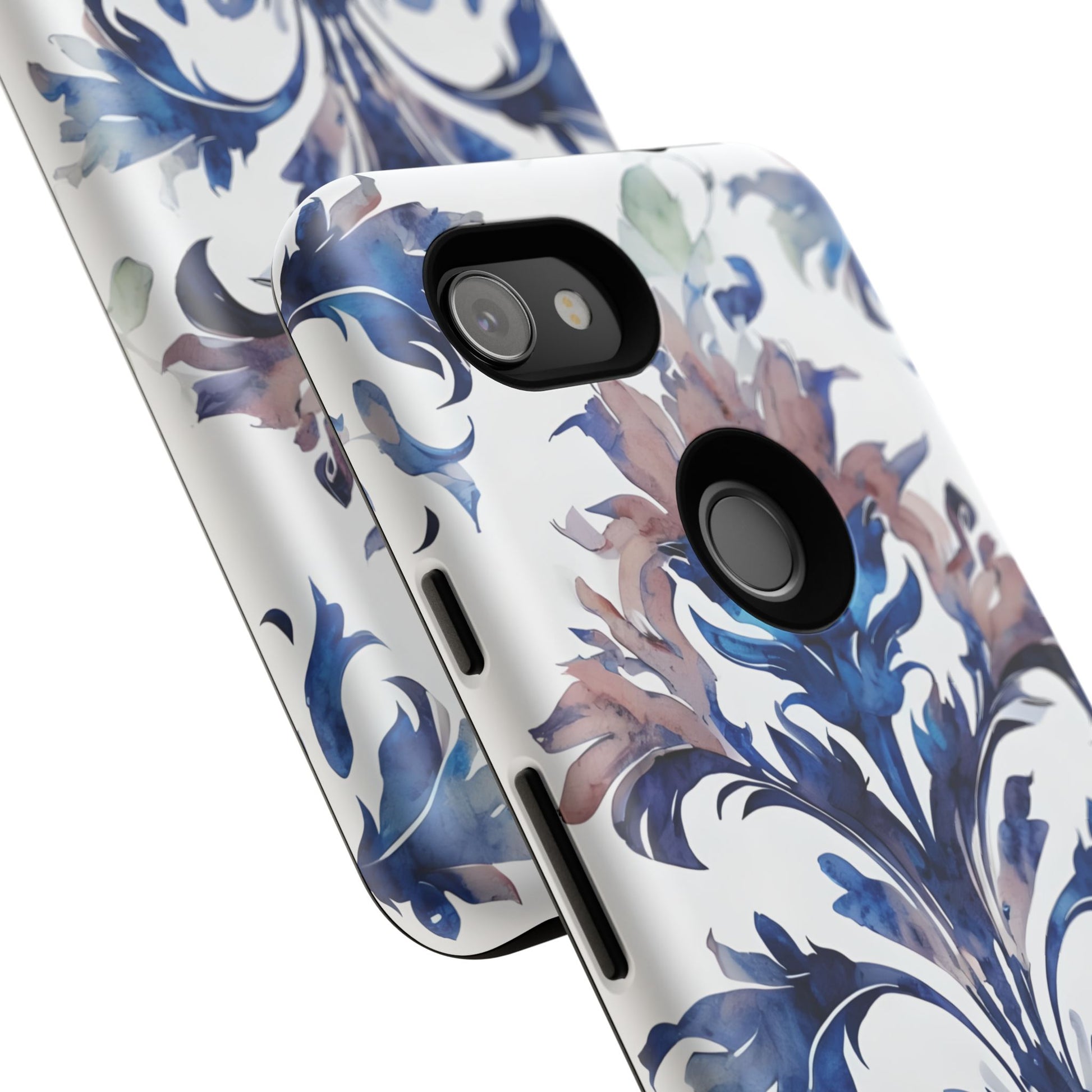 Delft Reverie - Elegant Blue & White Google Pixel 3a Tough Phone Case - Dutch Delftware-Inspired Floral Design